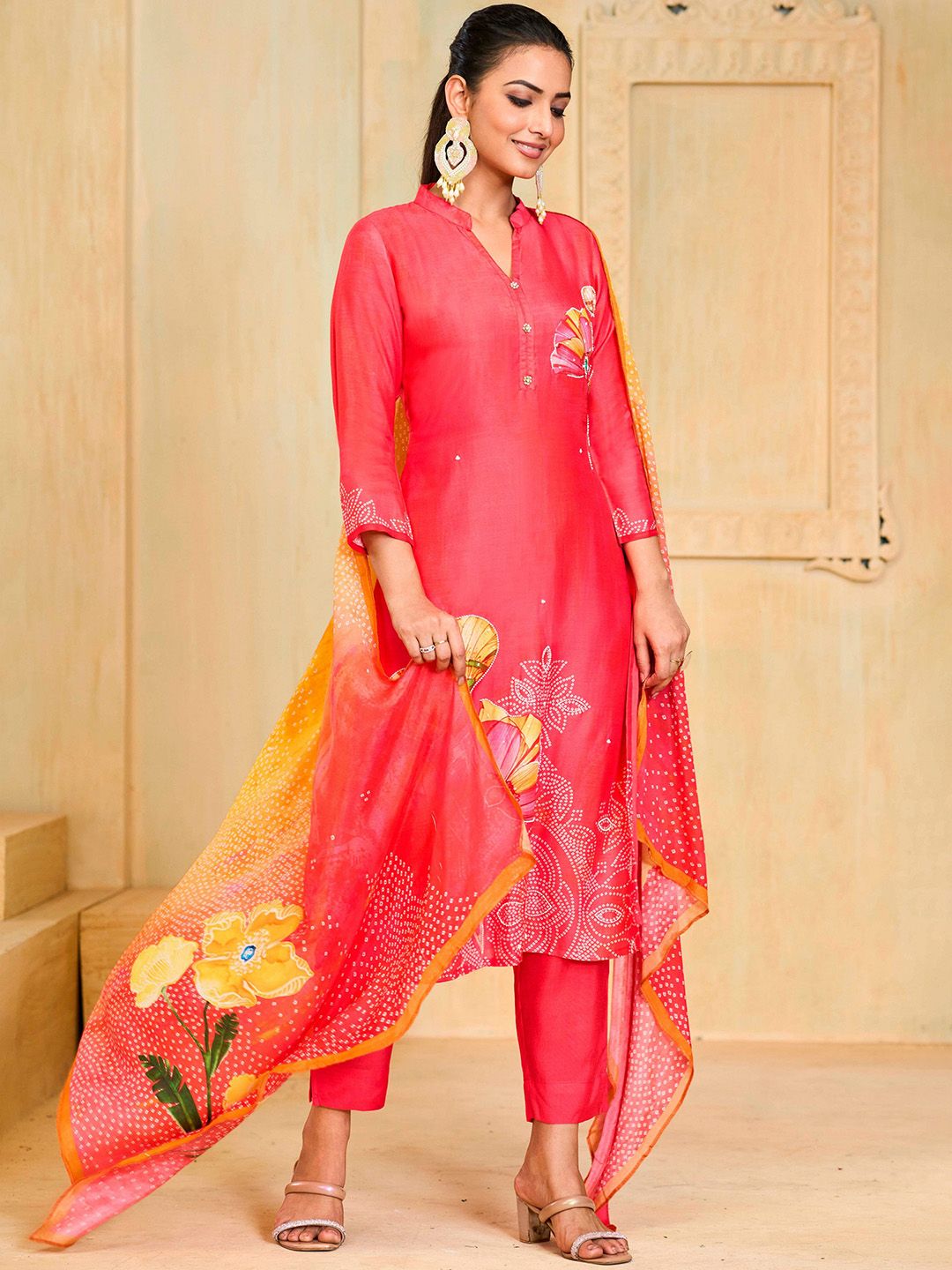 Label khoj Pure viscose Maslin with hand work kurta set