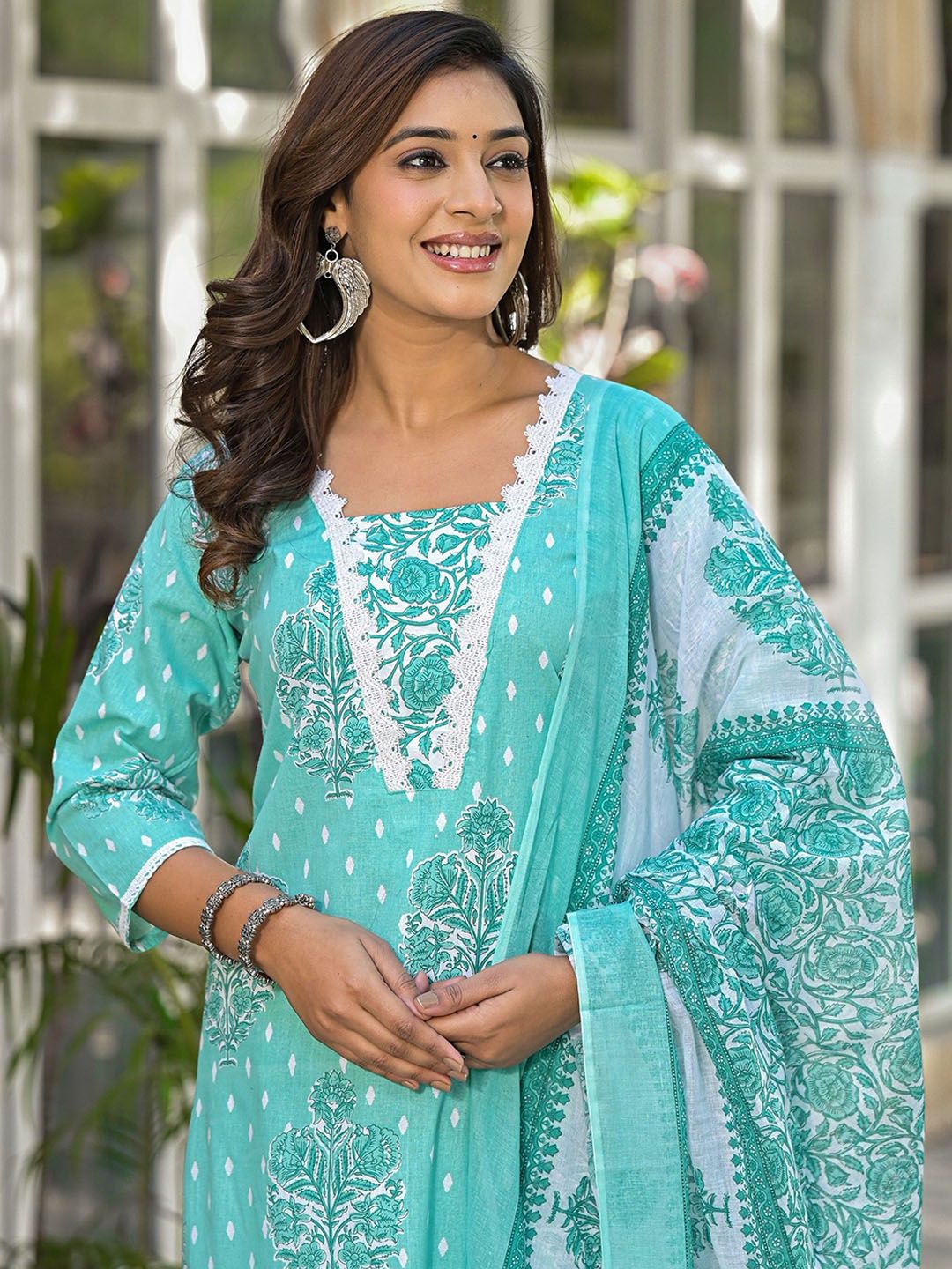 Label khoj women Cotton print kurta SetBLUE Color