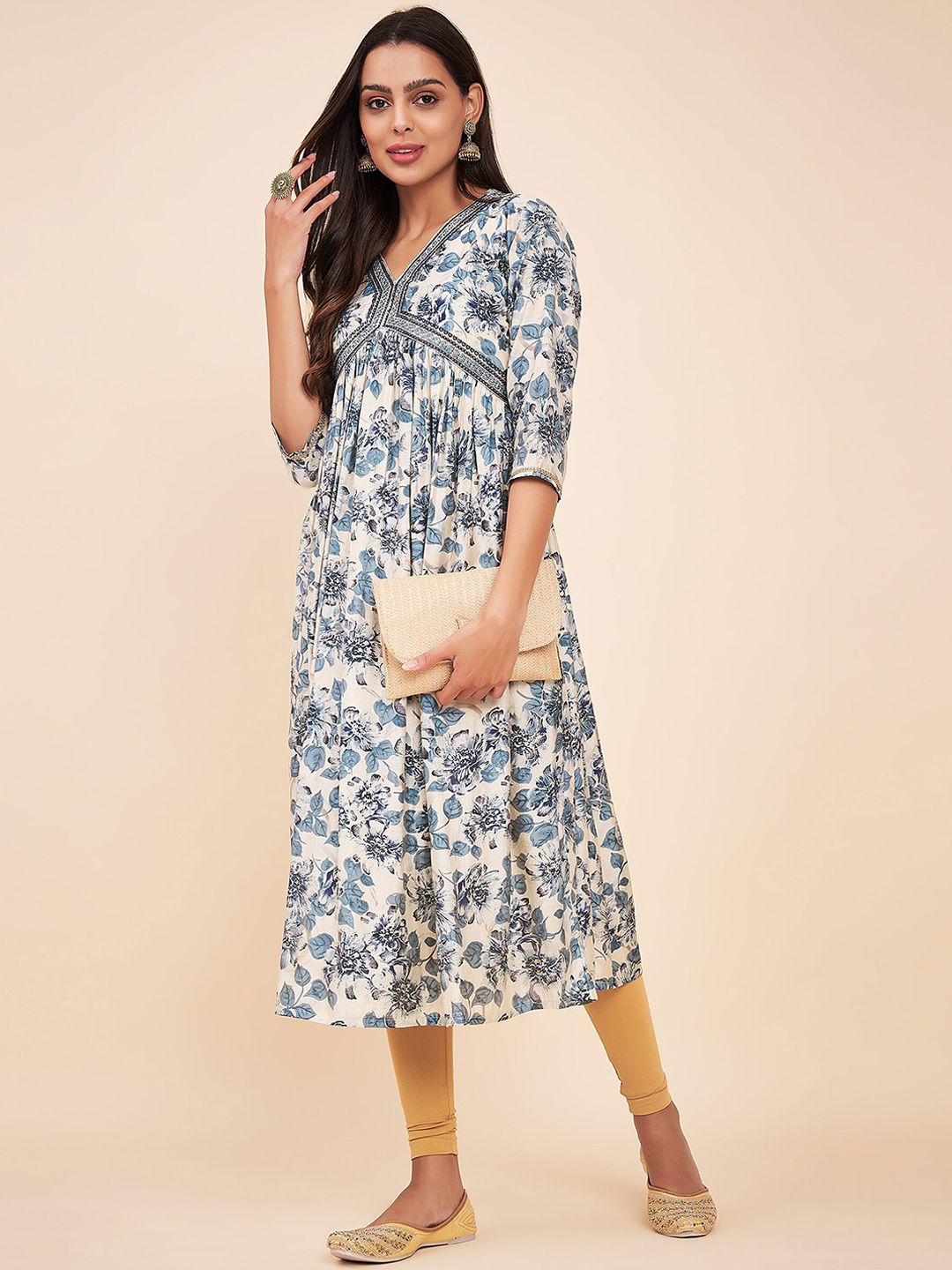 Label Khoj Women Silk Blend Alia Cut Kurta Dress