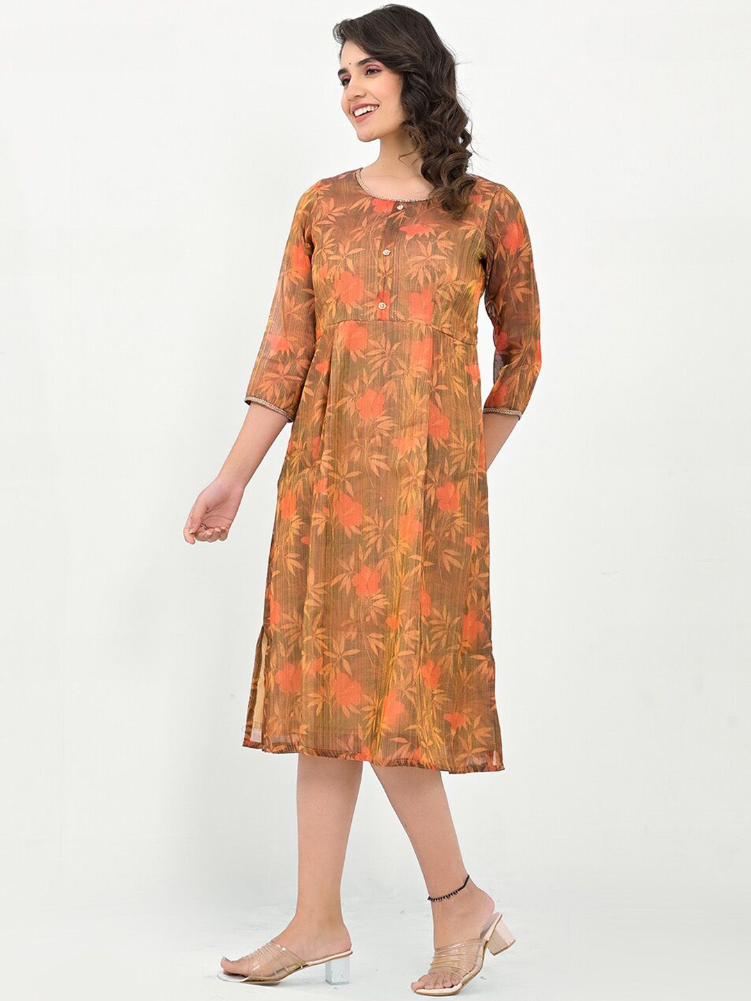 Label Khoj Women Silk Blend Printed Ethnic Dress