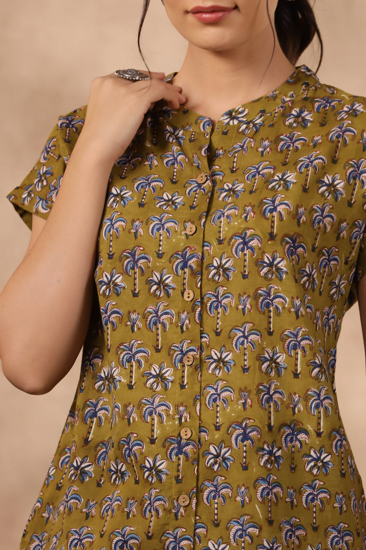Shuddhi green and indigo top