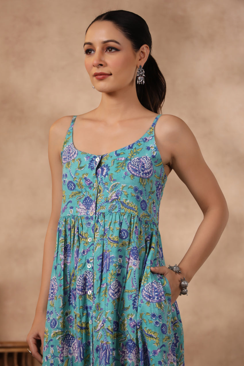 Shuddhi Blue Spaghetti Dress