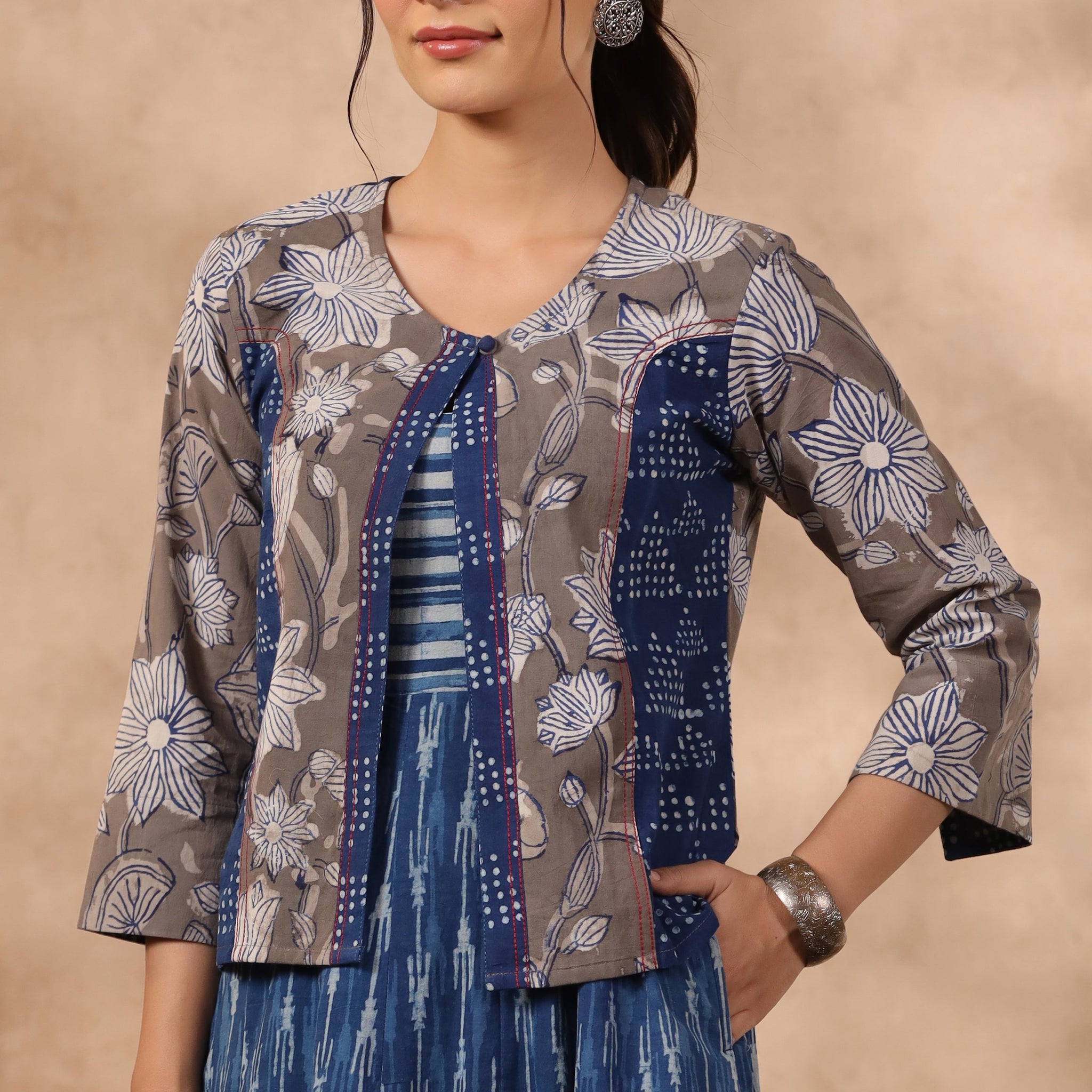 Shuddhi Grey and Indigo koti.