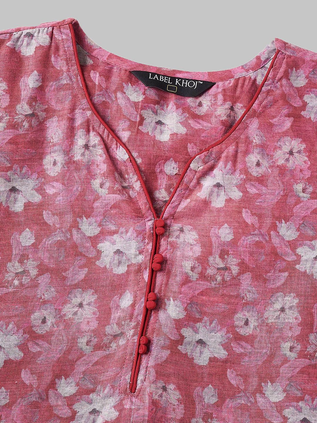 Label Khoj Women Linen Printed Kurta