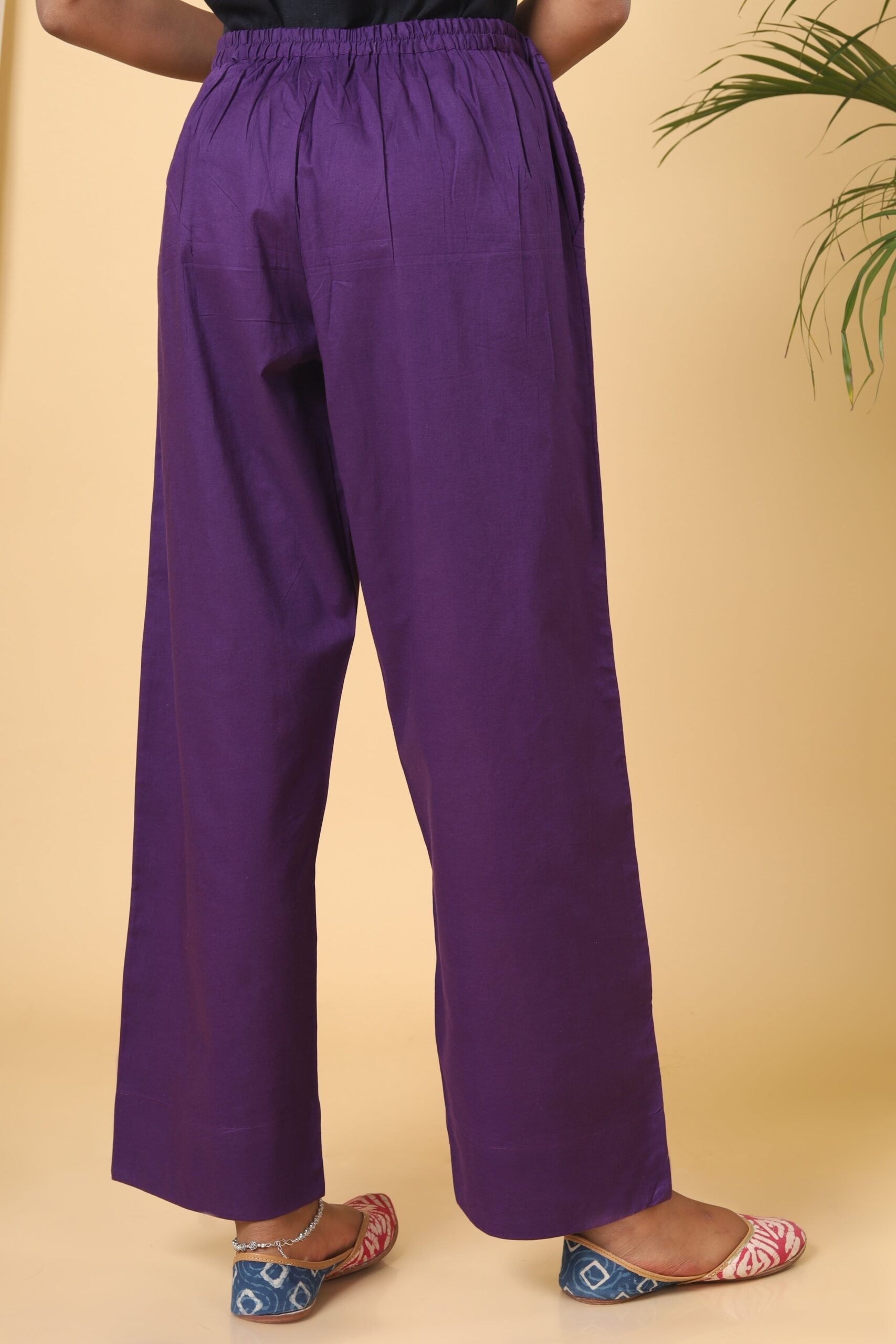 Egg Plant Purple Cotton Casual Pant