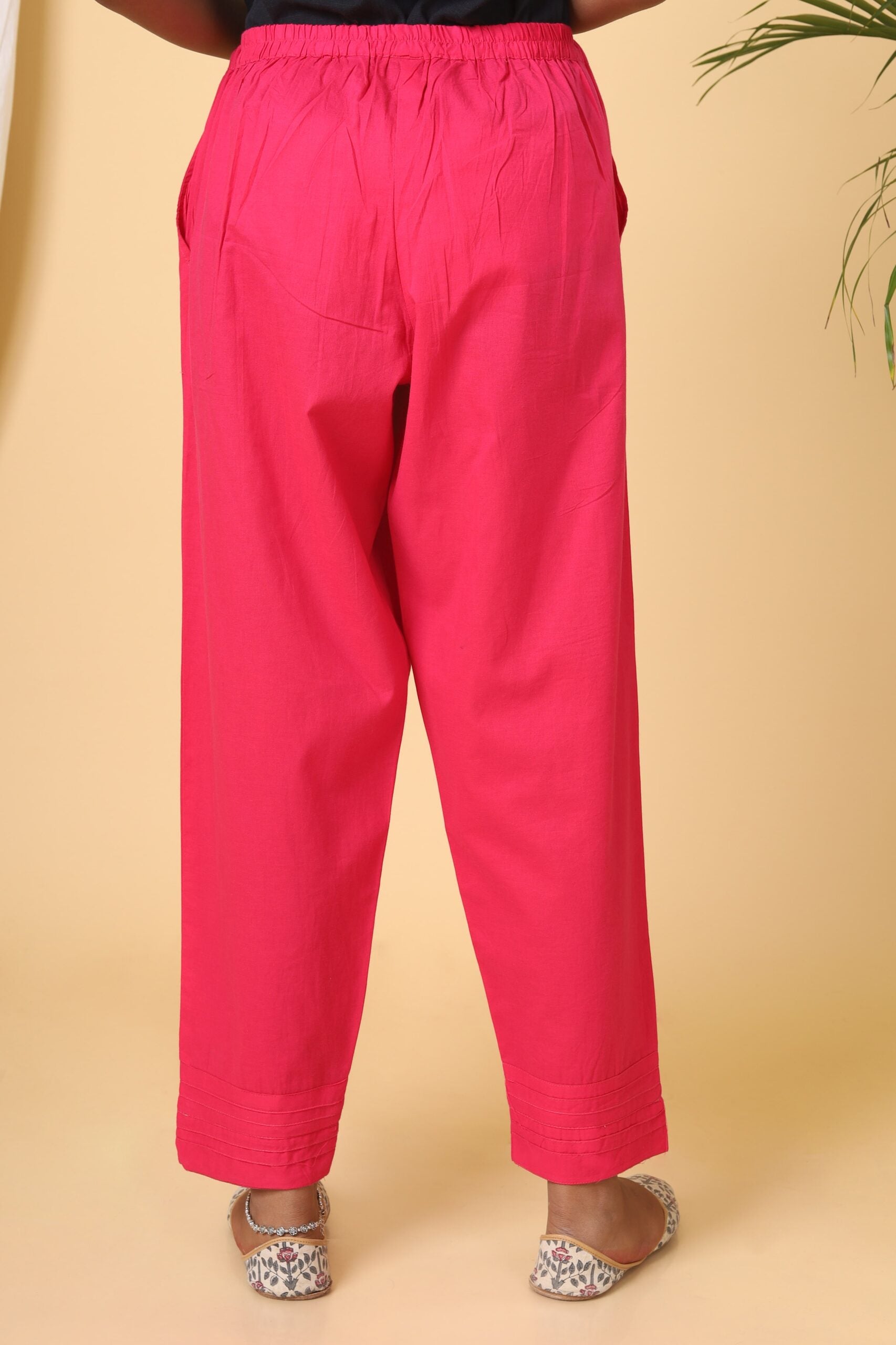 Strawberry Pink Cotton Casual Pant
