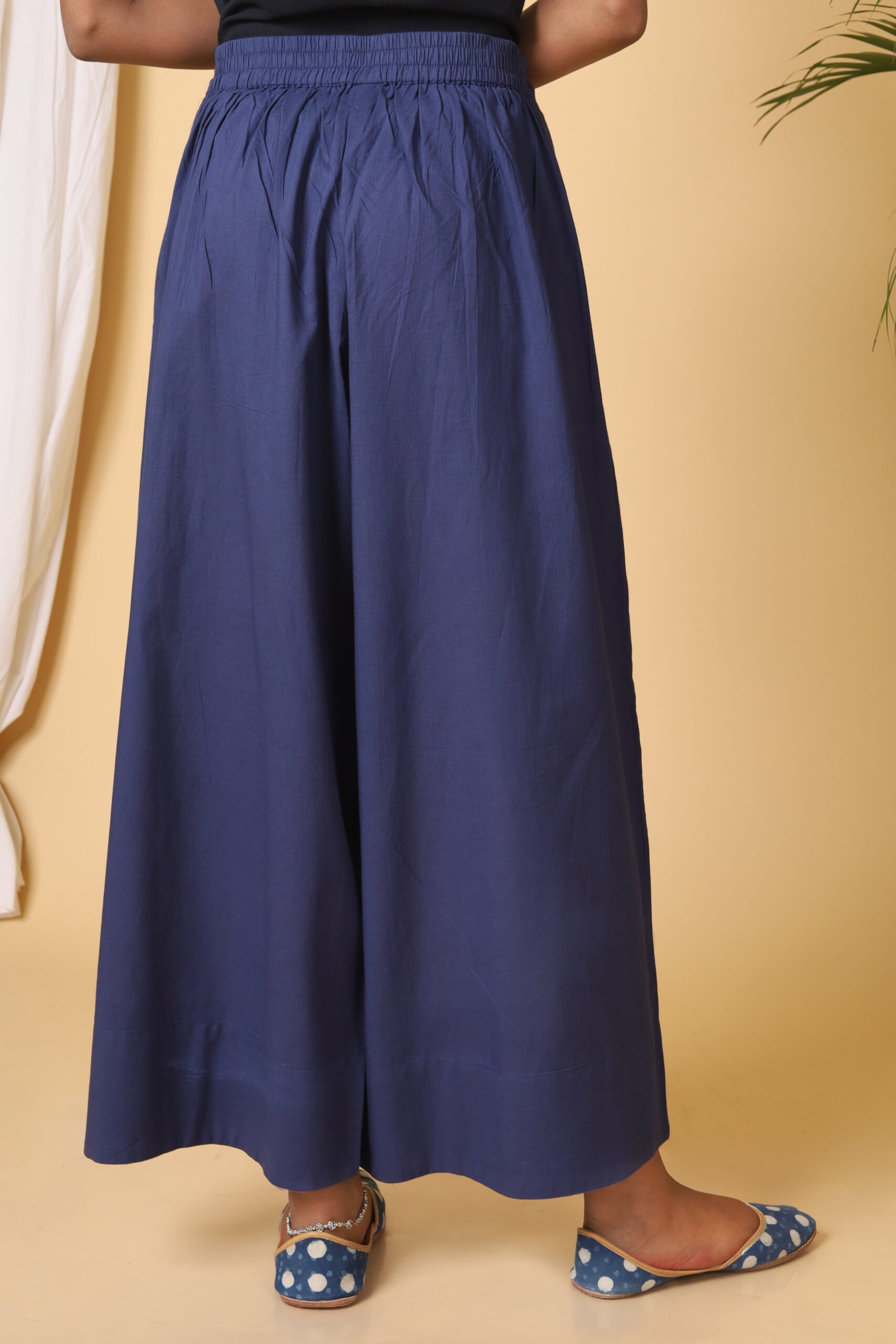 Denim Blue Cotton Casual Pant