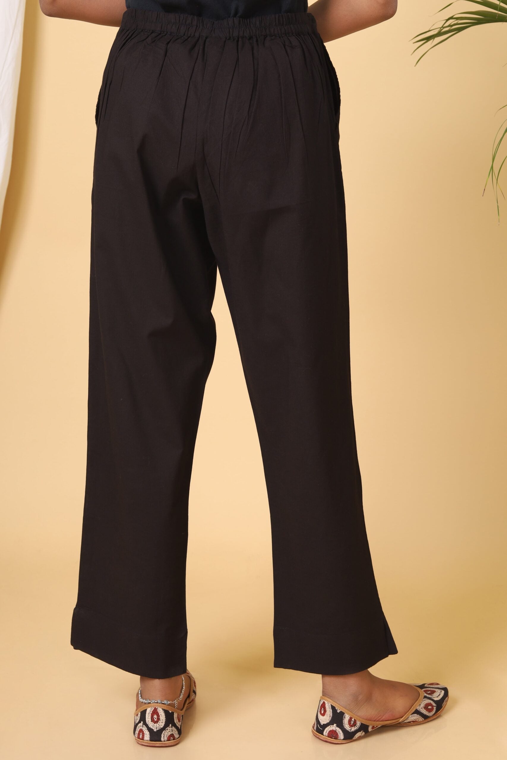 Soot black Cotton Casual Pant
