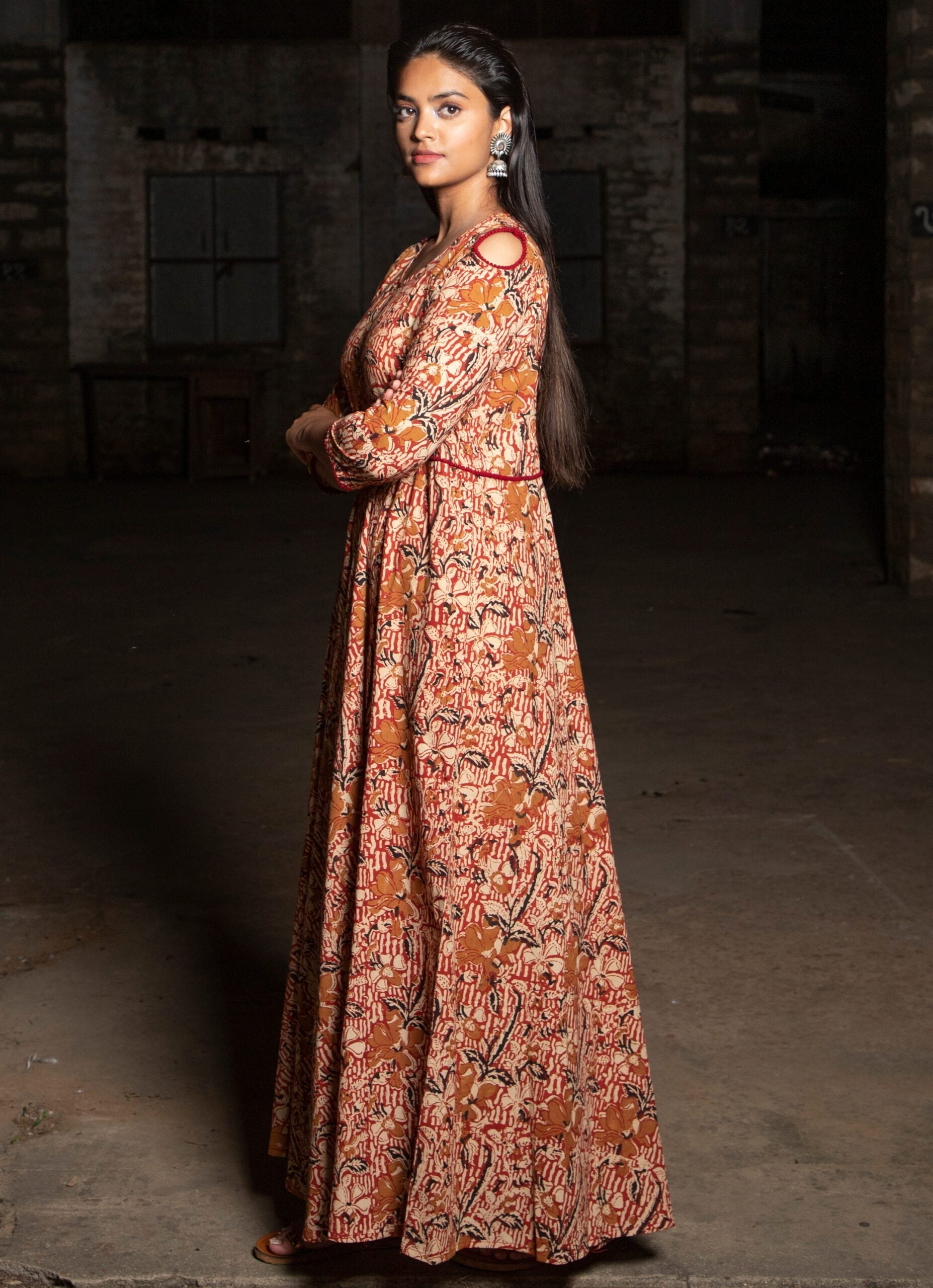 Shuddhi Brown And Mustard Long Dress