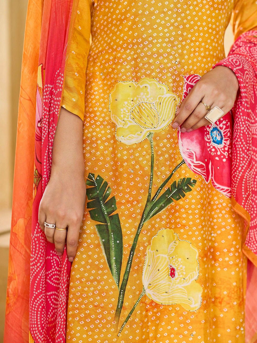 Label khoj Pure viscose Maslin with hand work kurta set