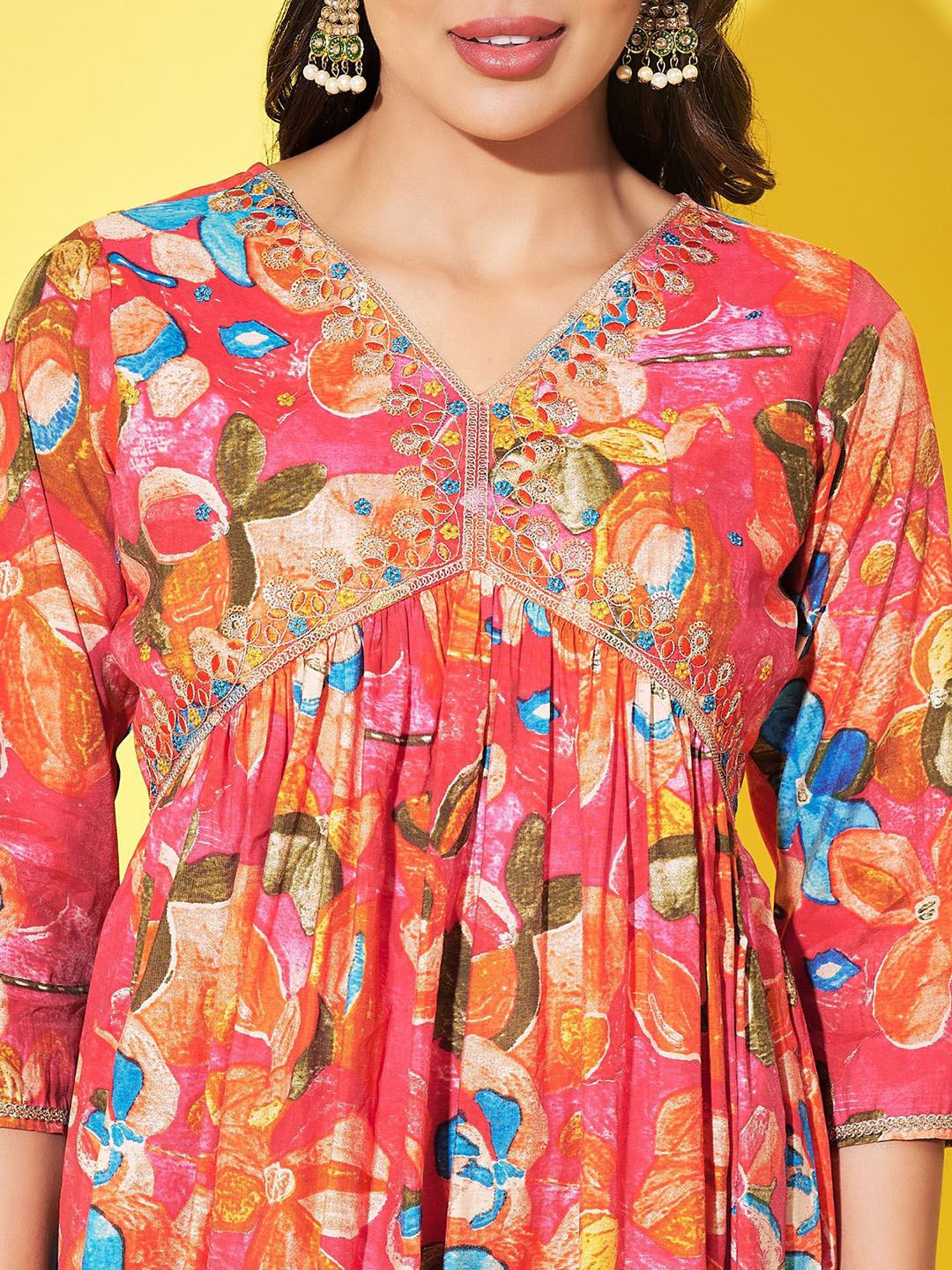Label Khoj Women Silk blend Embroidered A line Alia kurta