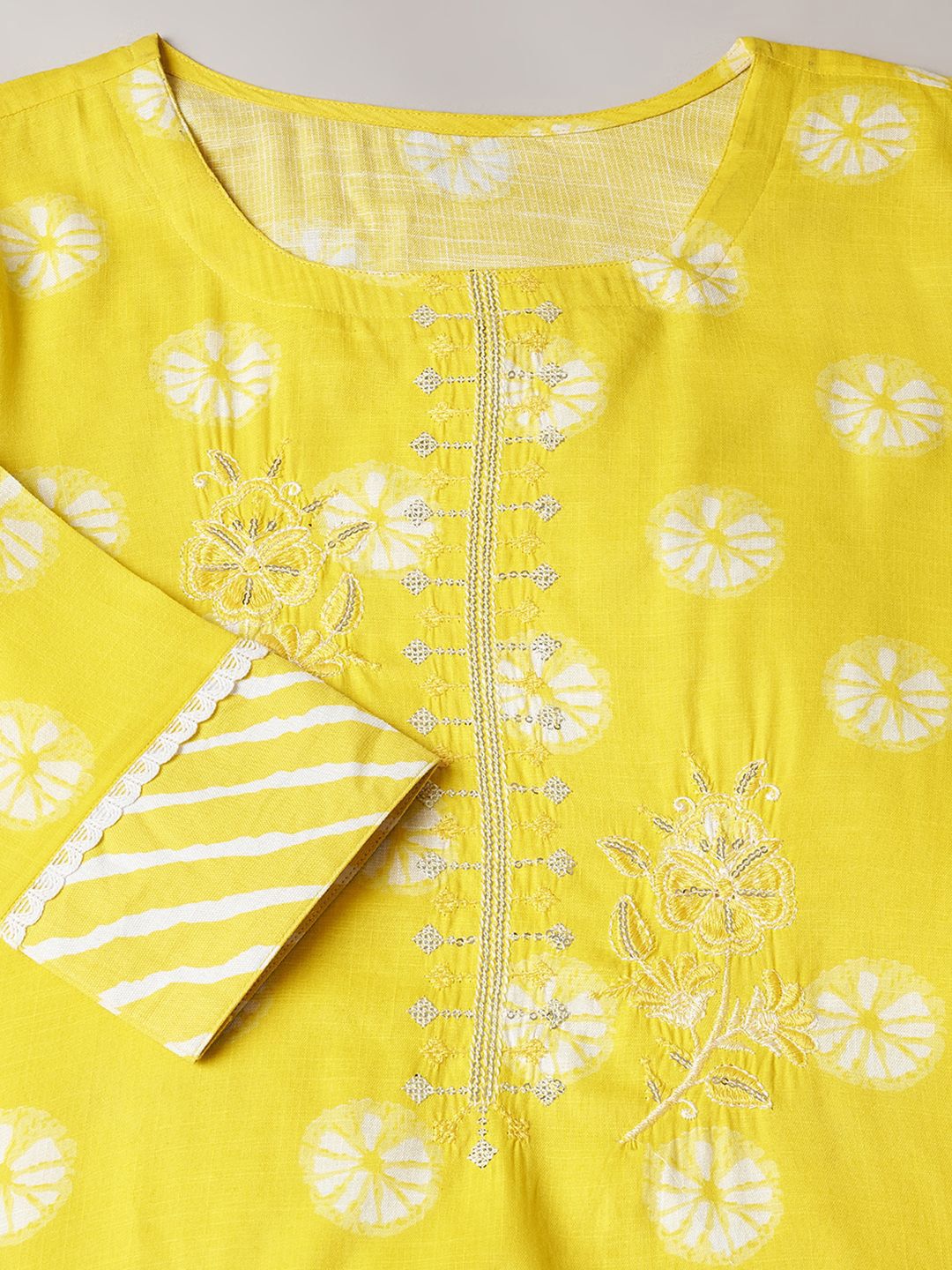 Label Khoj Women Cotton slub kurta, trouser and dupptta set