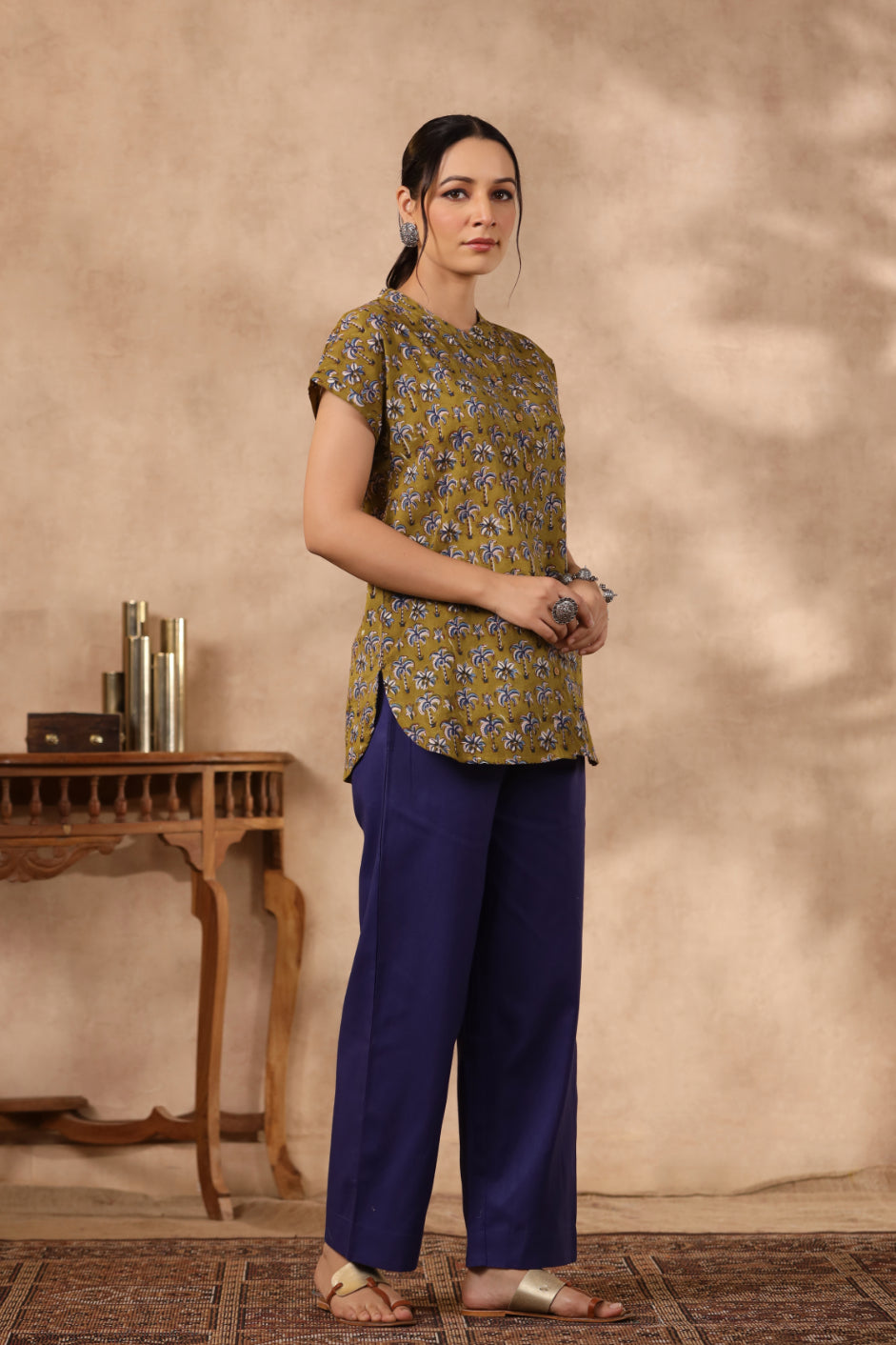 Shuddhi green and indigo top