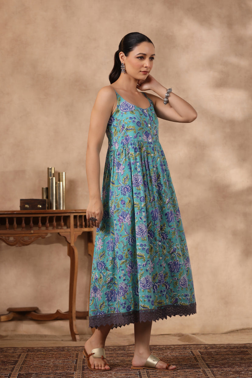 Shuddhi Blue Spaghetti Dress