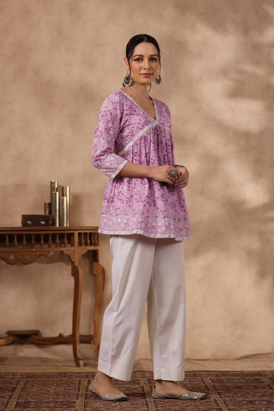 Shuddhi pink and purple top