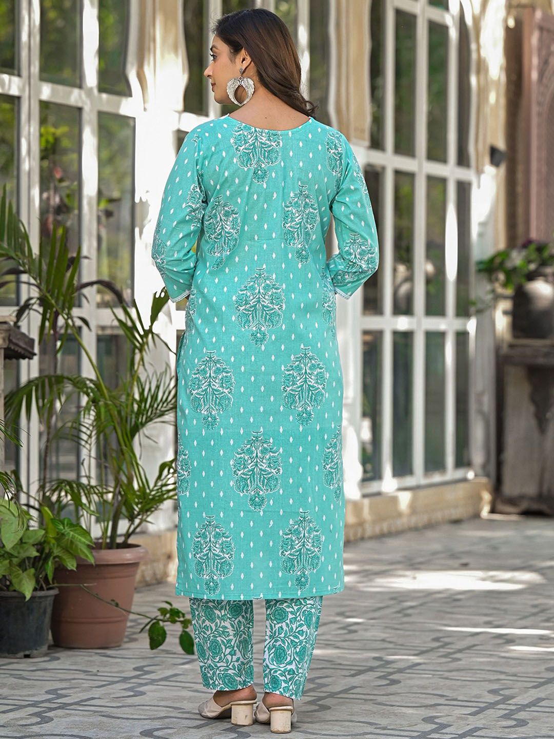 Label khoj women Cotton print kurta SetBLUE Color
