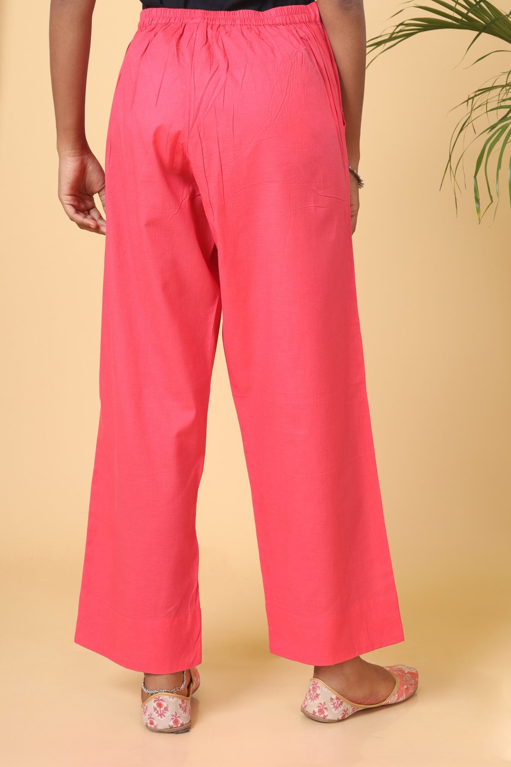 Rouge Pink Cotton Casual Pant