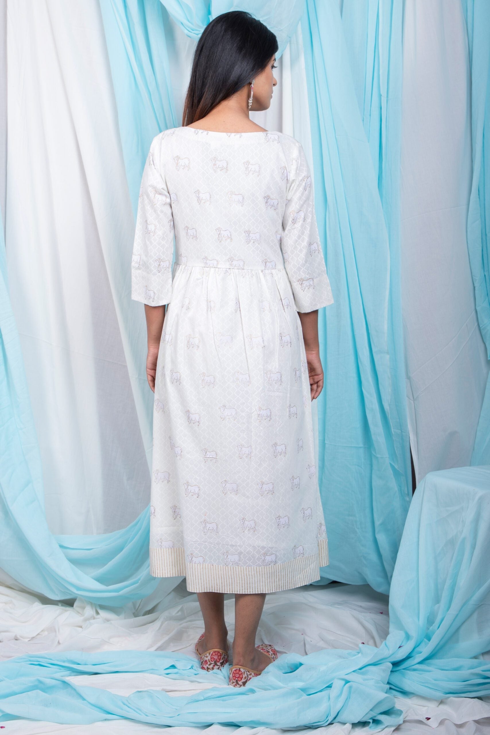 Shuddhi White Holy Cow Print Dress