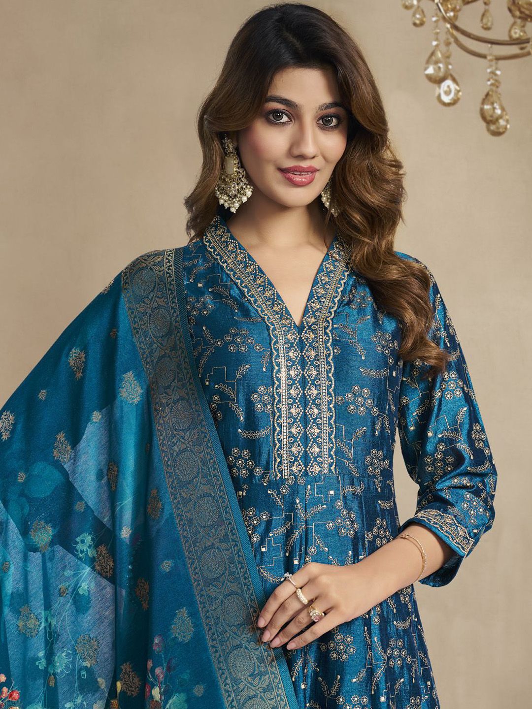Label khoj Beautiful Anarkali kurta With Pant and Dupatta Set