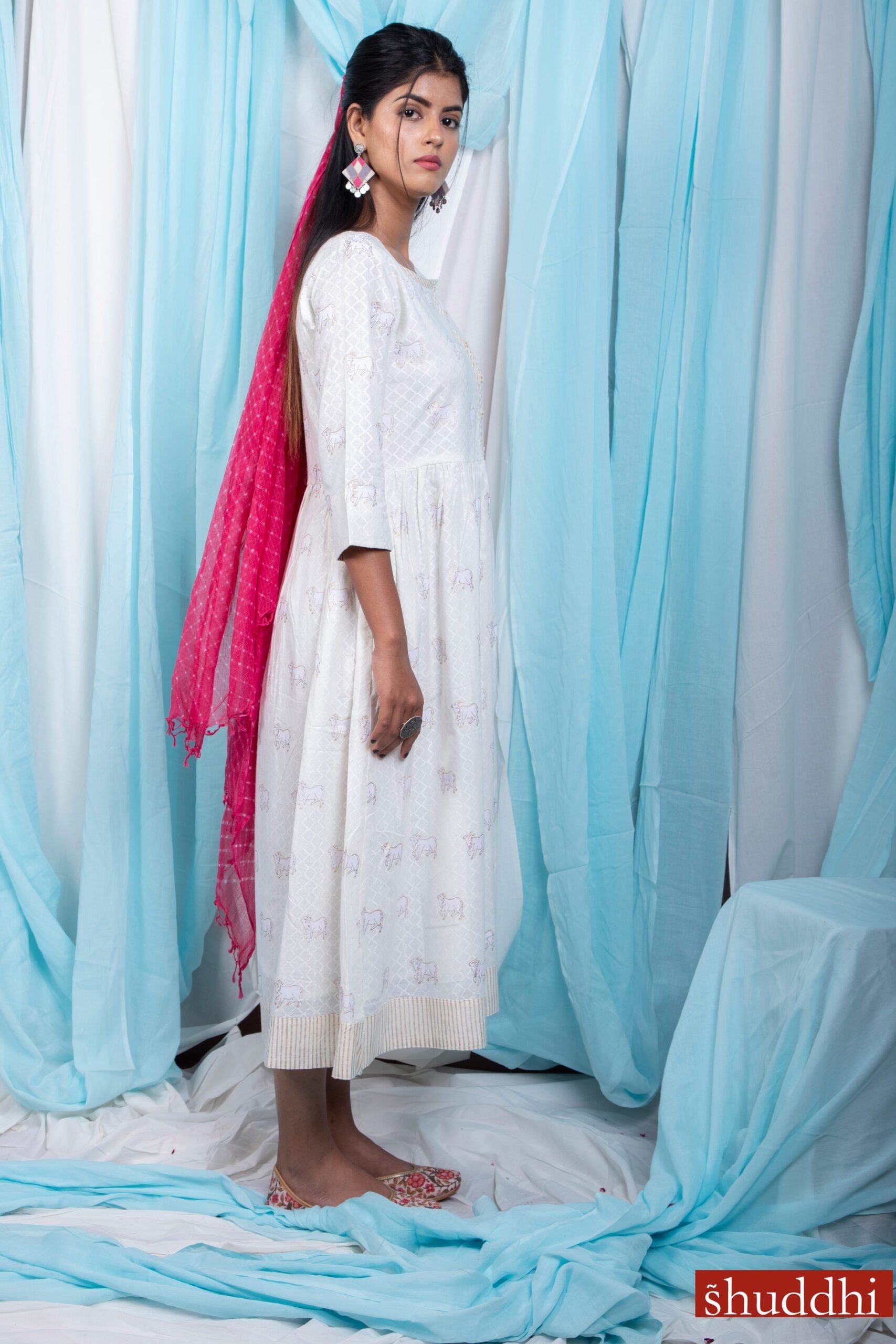 Shuddhi White Holy Cow Print Dress