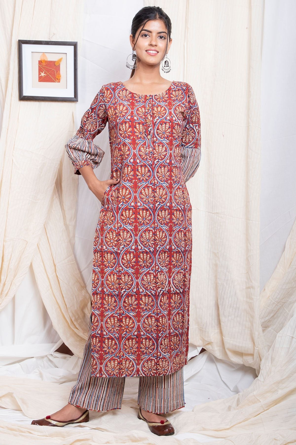 Shuddhi Handblock Kalamkari straight kurta