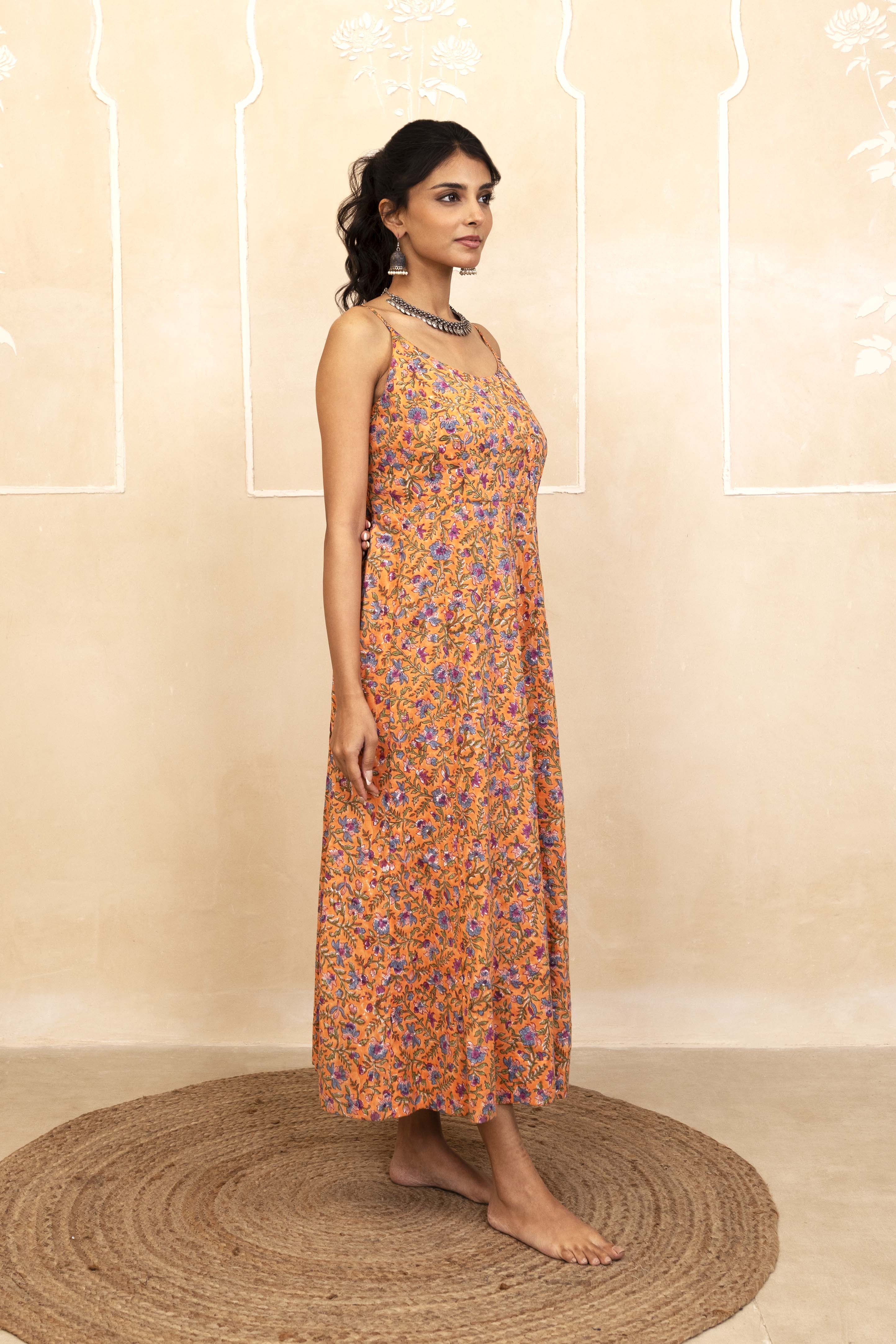 Orange Spaghetti Dress