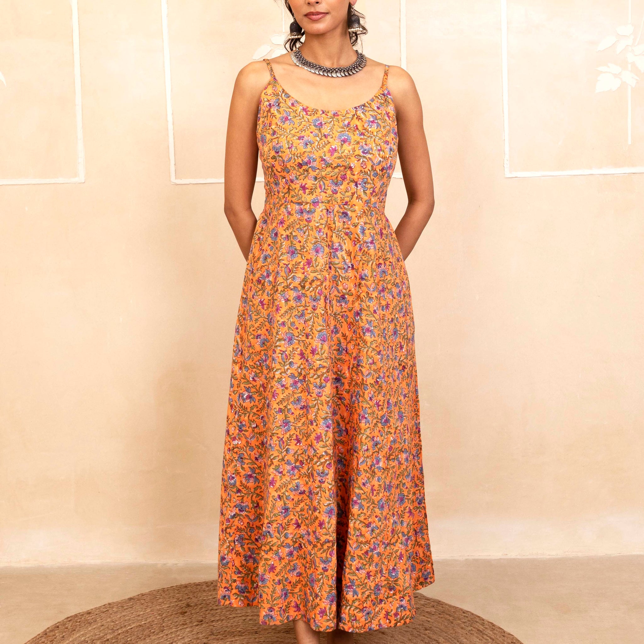 Orange Spaghetti Dress
