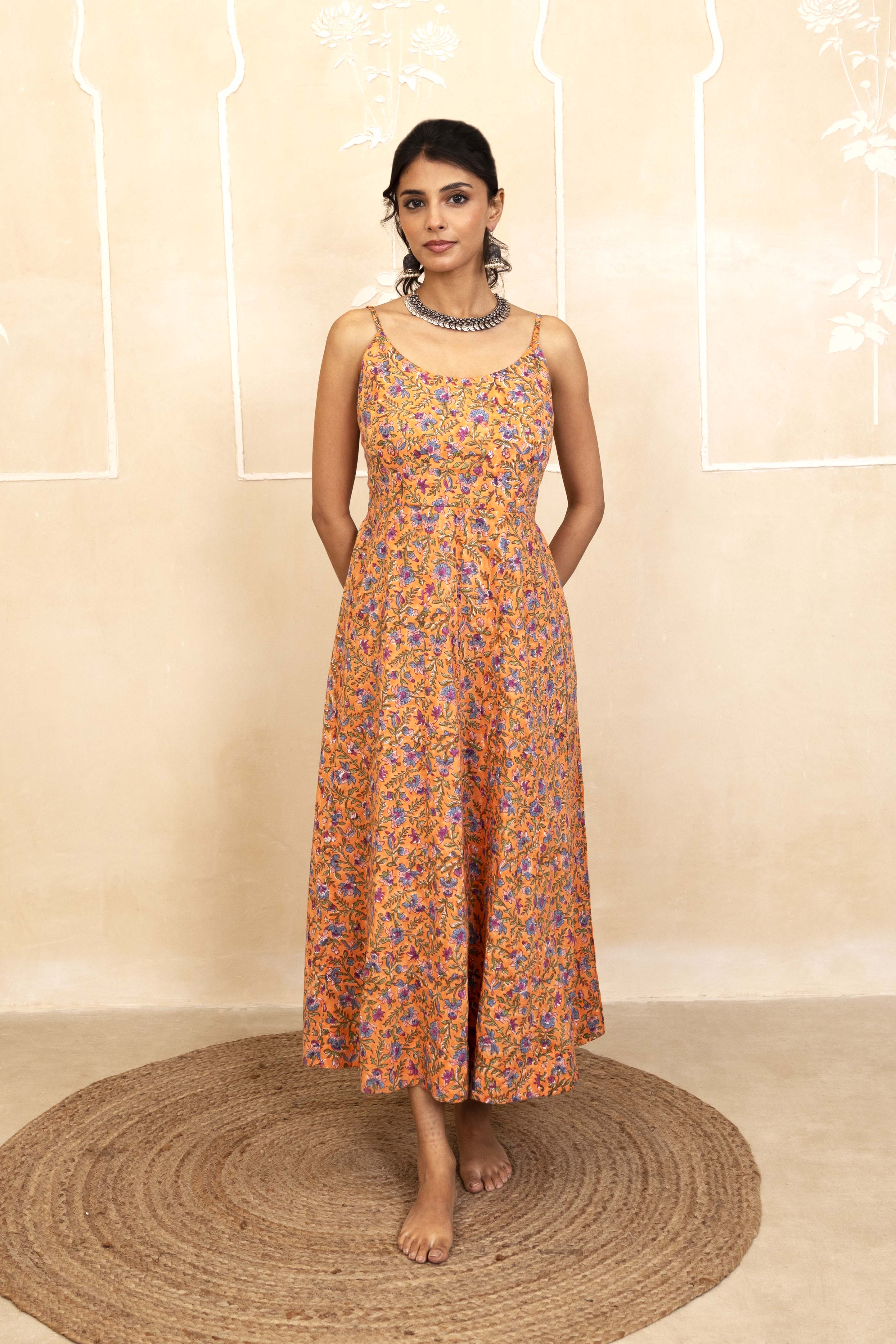 Orange Spaghetti Dress