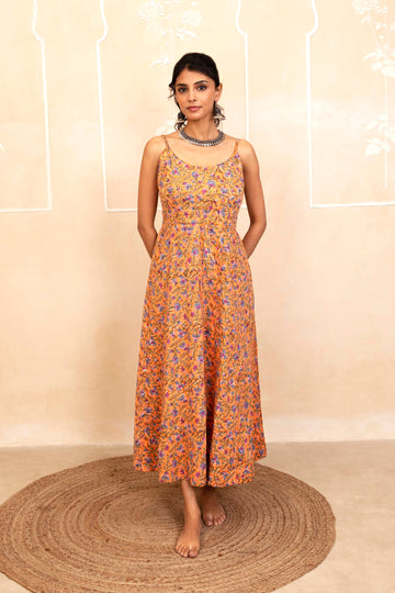 Orange Spaghetti Dress