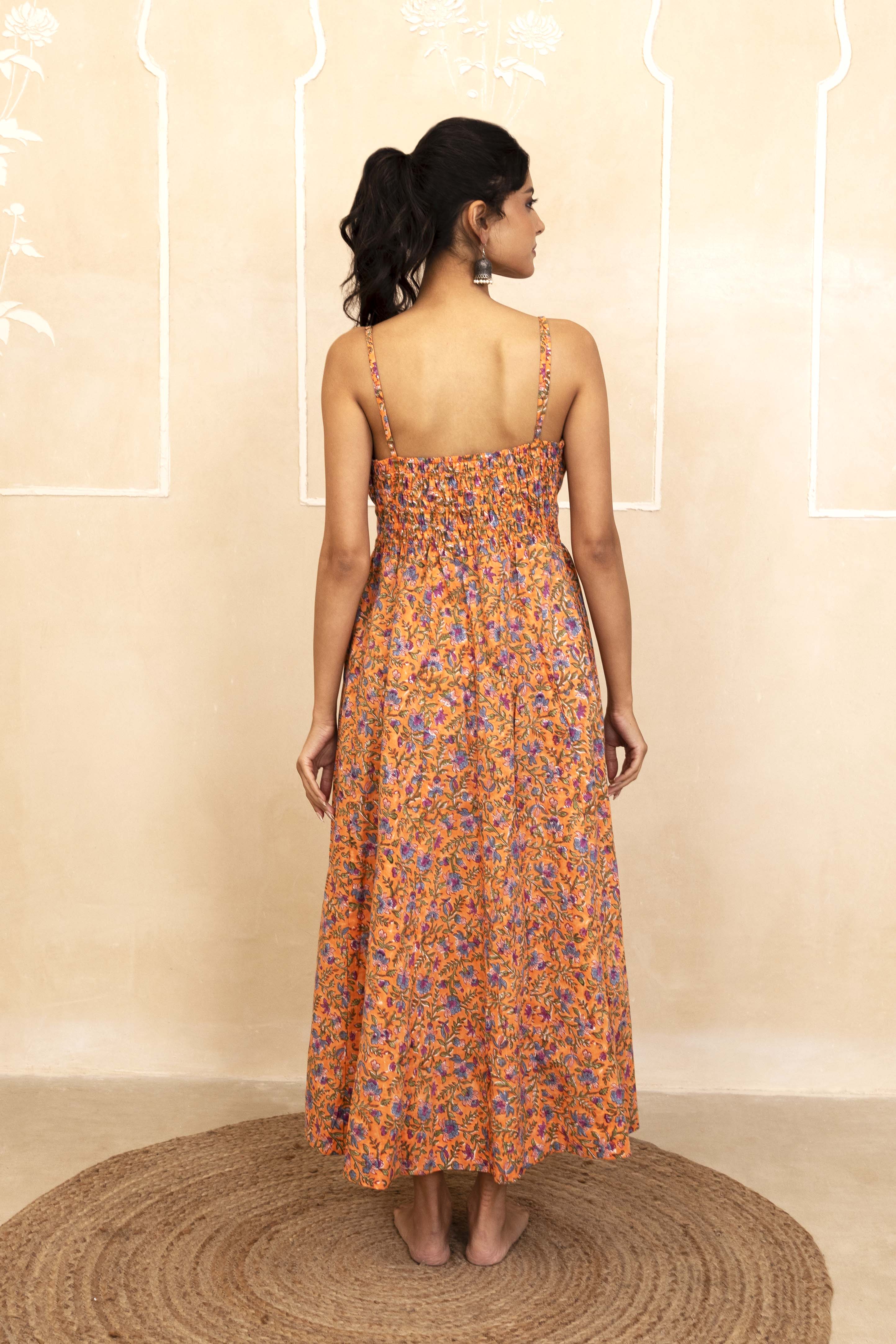 Orange Spaghetti Dress