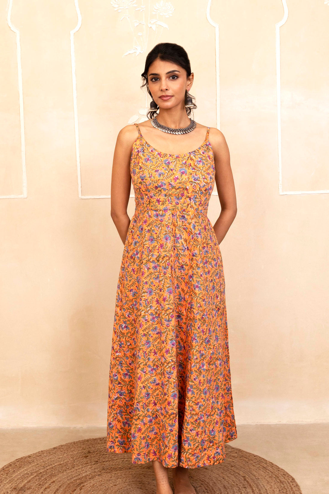 Orange Spaghetti Dress