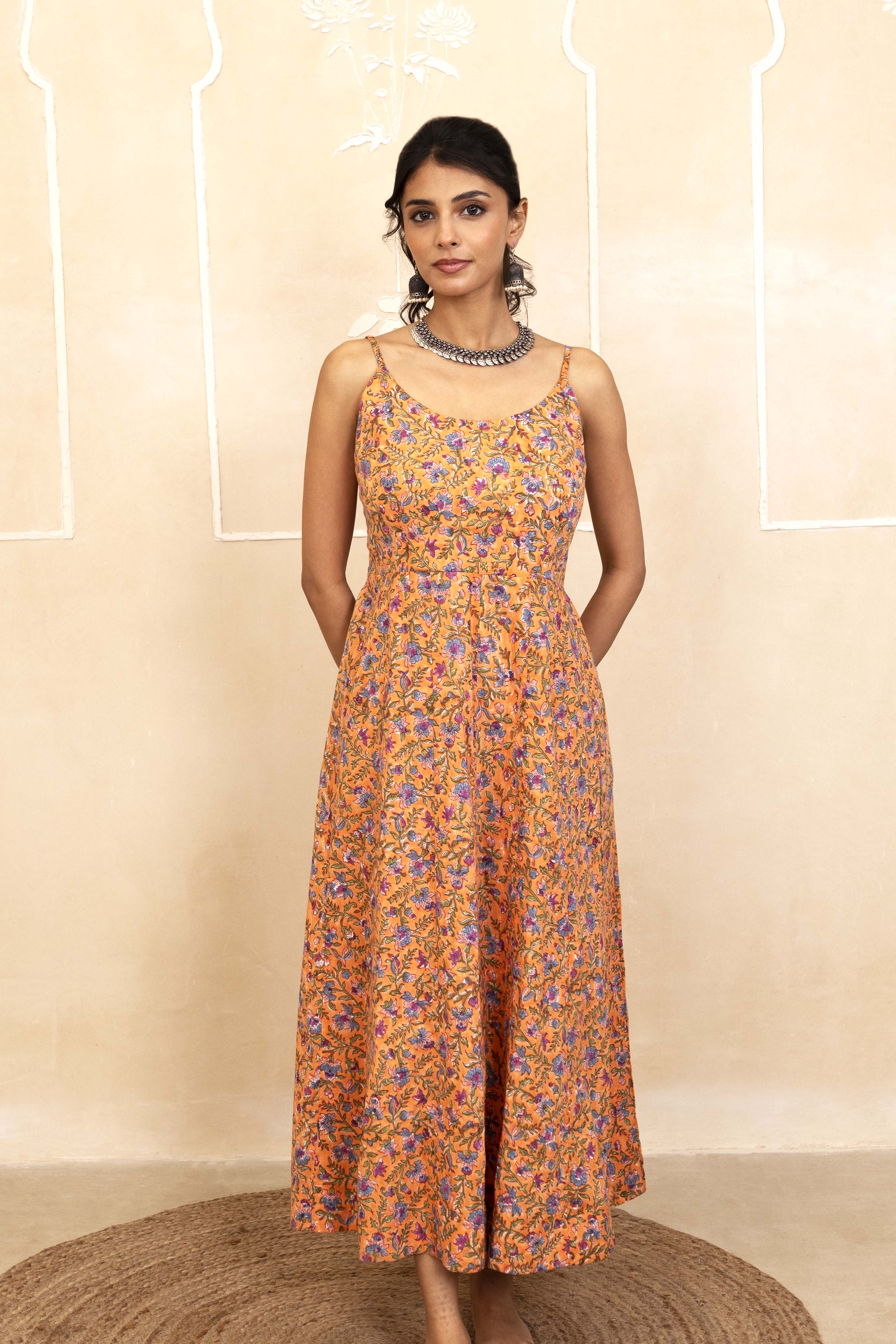 Orange Spaghetti Dress