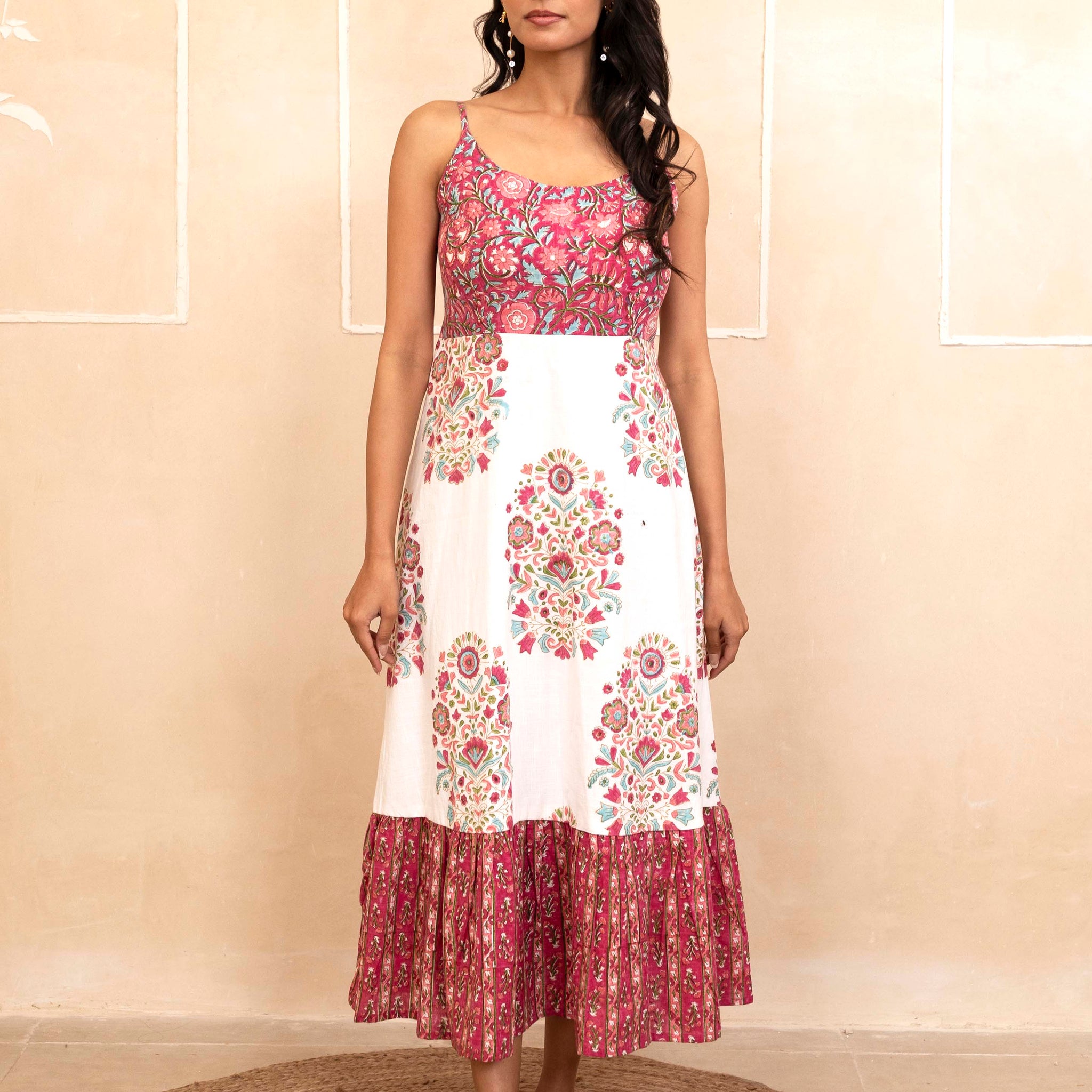 White and Red Spaghetti Dress