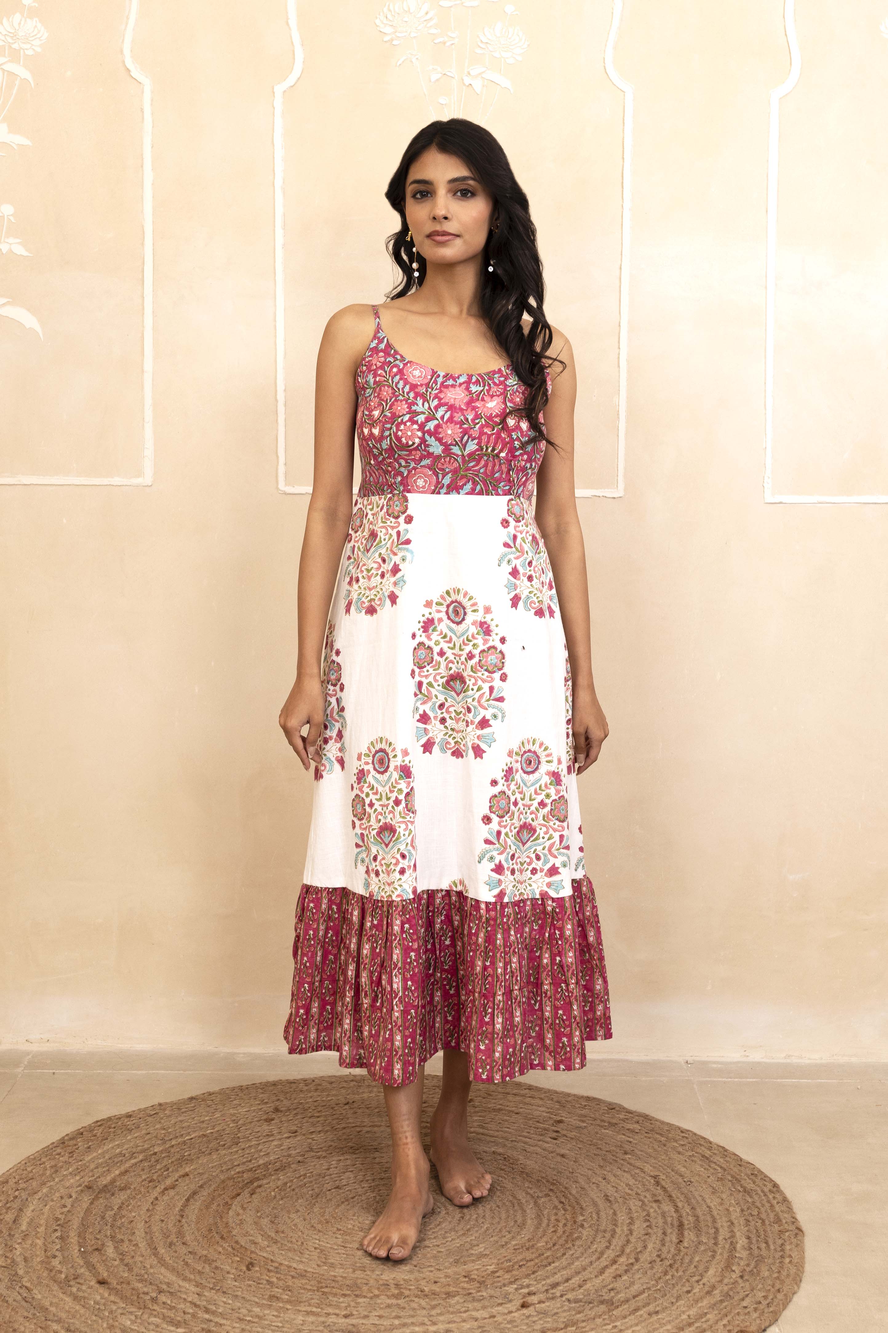 White and Red Spaghetti Dress