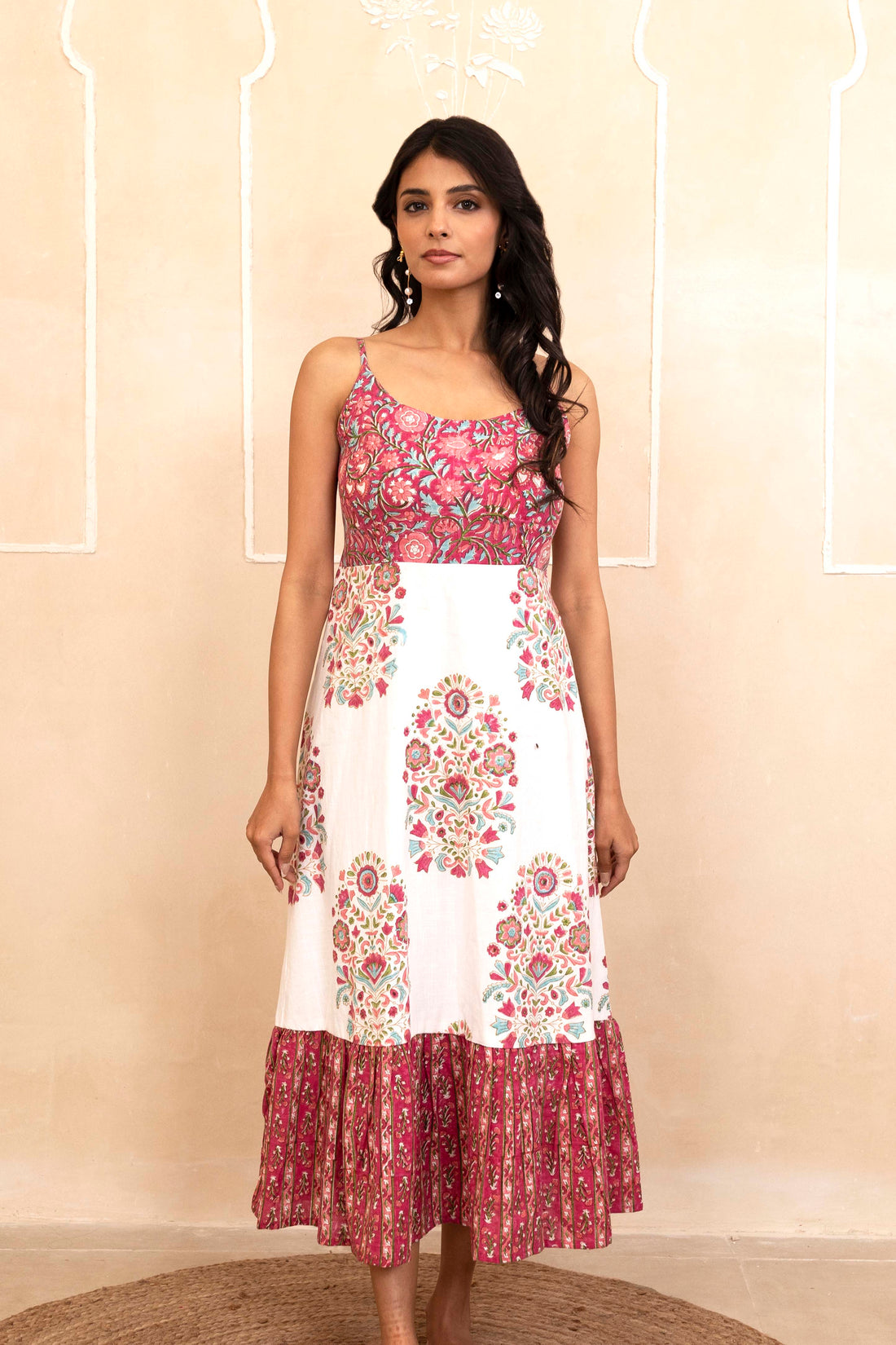 White and Red Spaghetti Dress