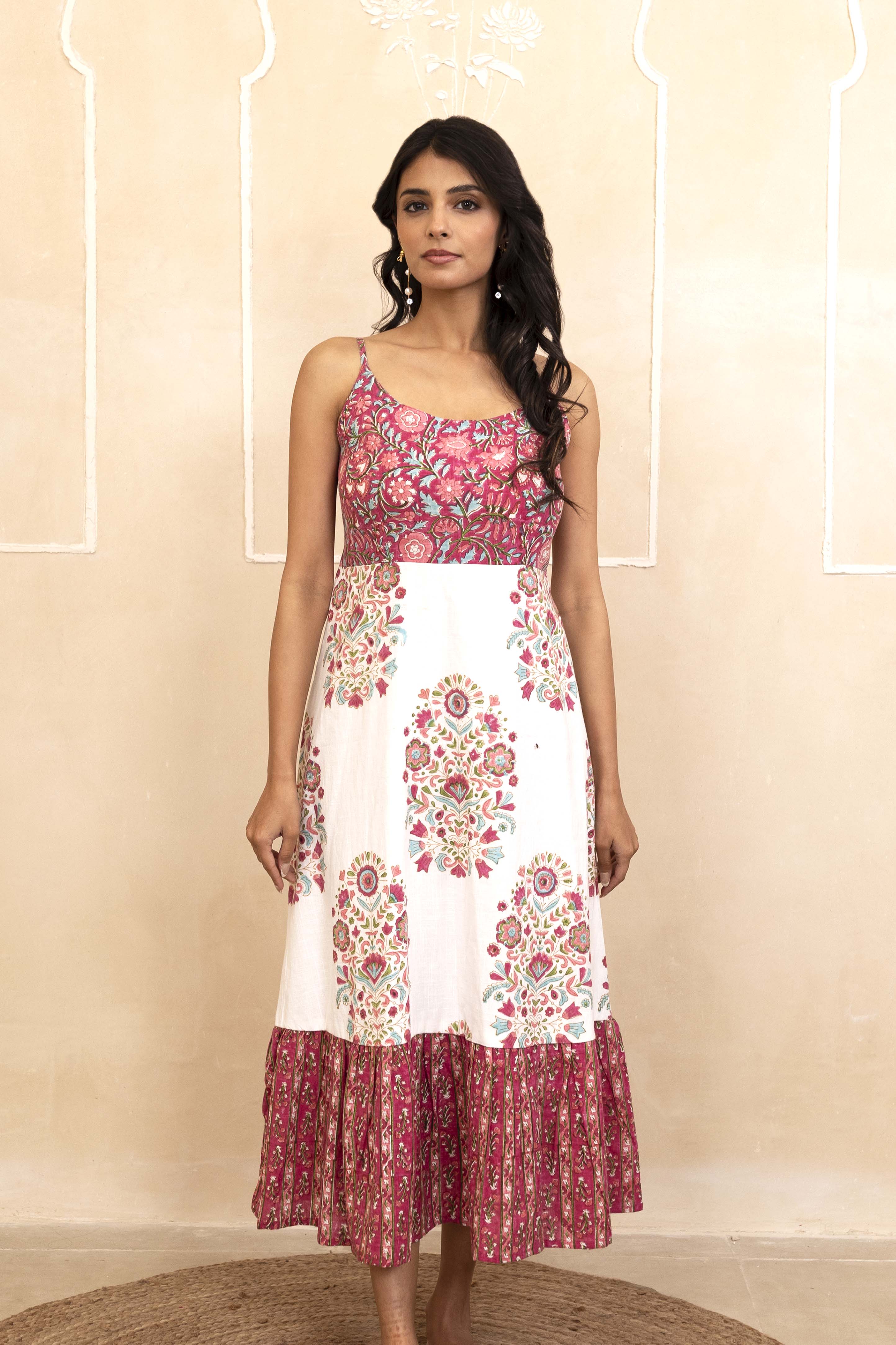White and Red Spaghetti Dress