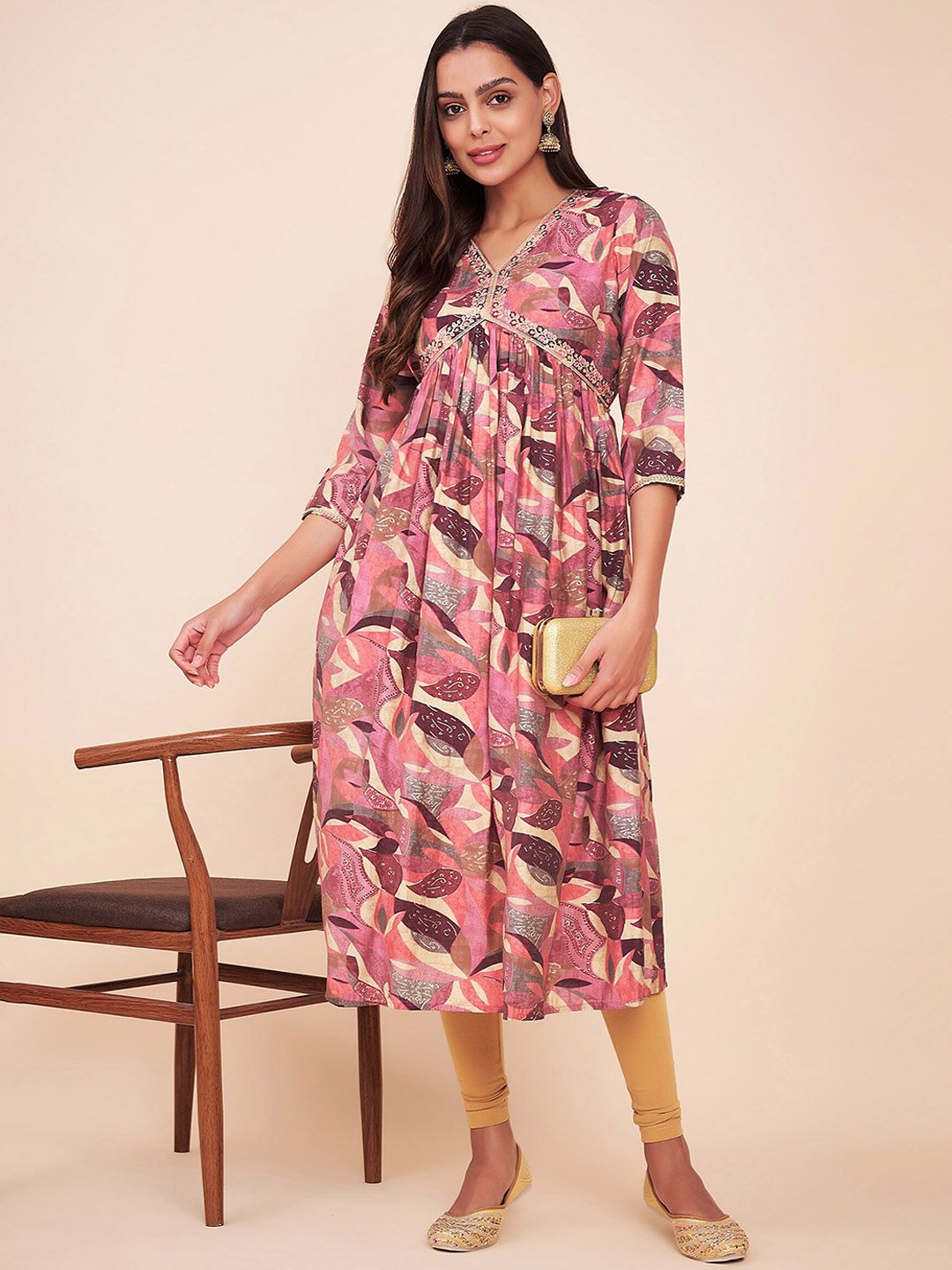 Label Khoj Women Silk Blend Alia Cut Kurta Dress