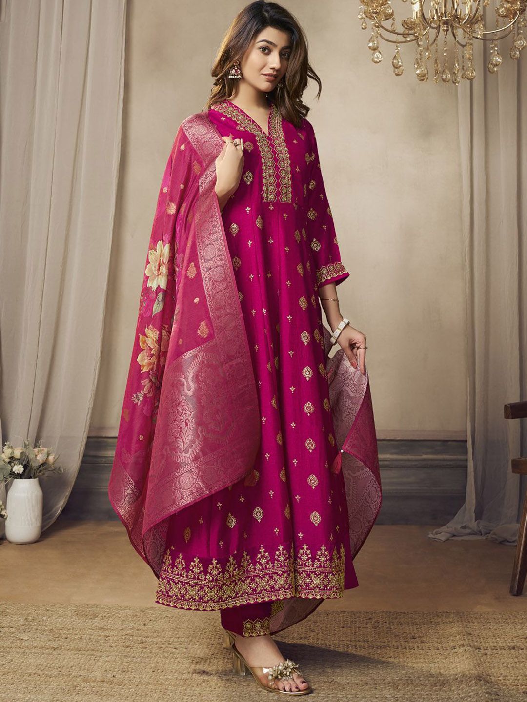Label khoj Beautiful Anarkali kurta With Pant and Dupatta Set