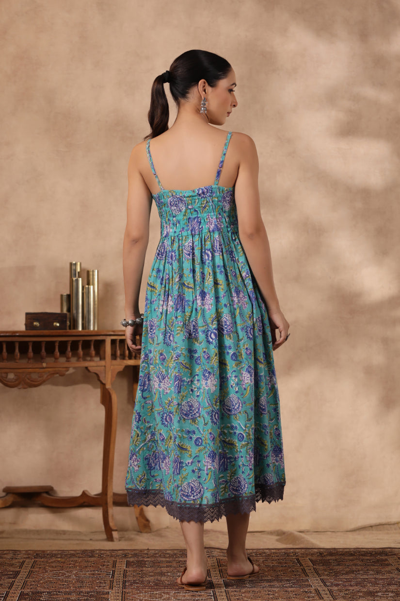 Shuddhi Blue Spaghetti Dress