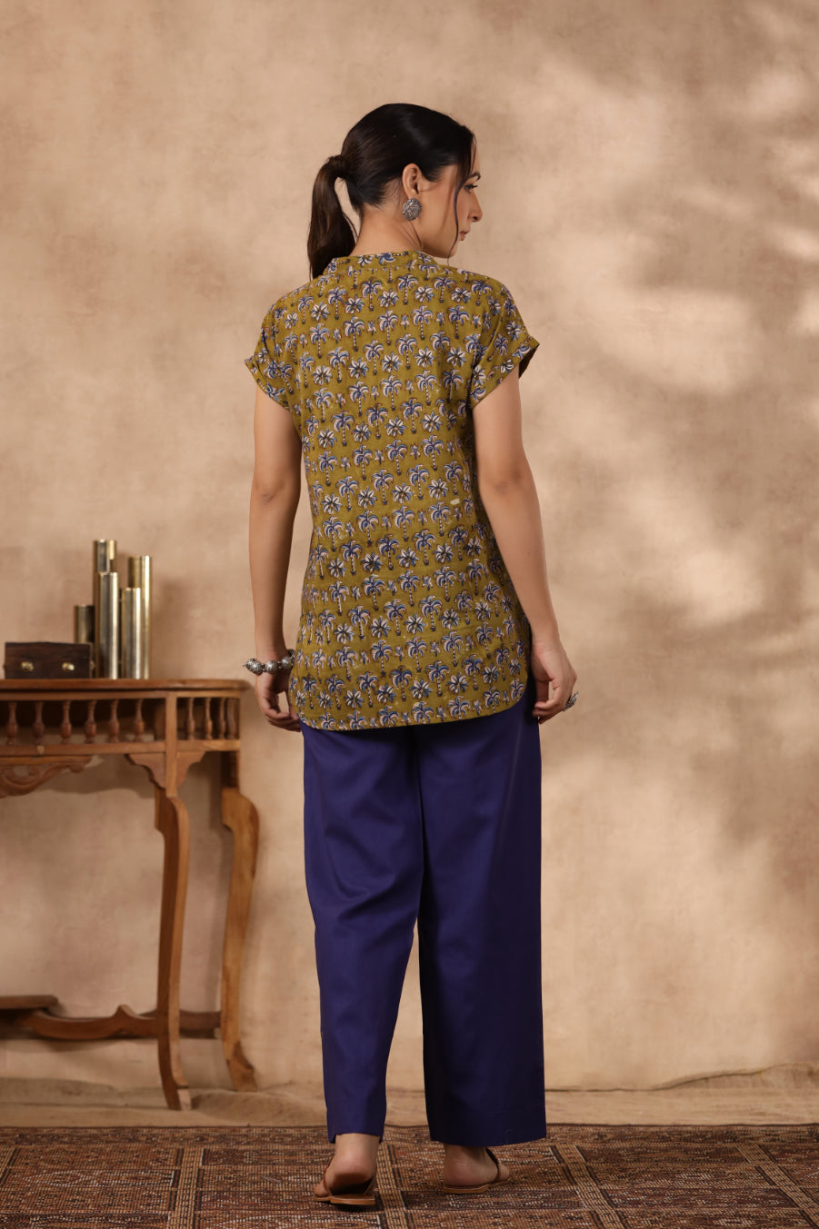 Shuddhi green and indigo top