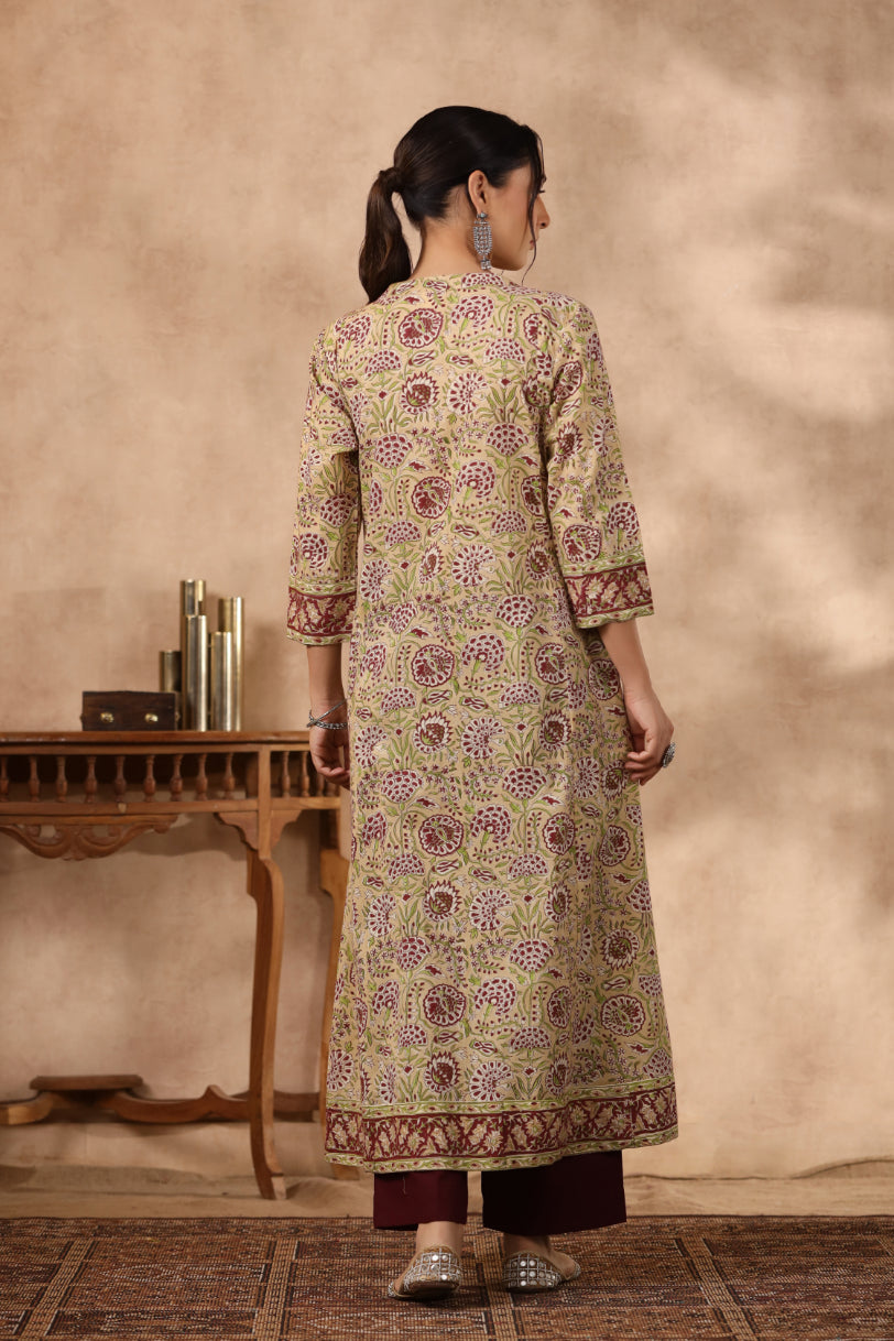 Shuddhi Yellow and Green A line kurta
