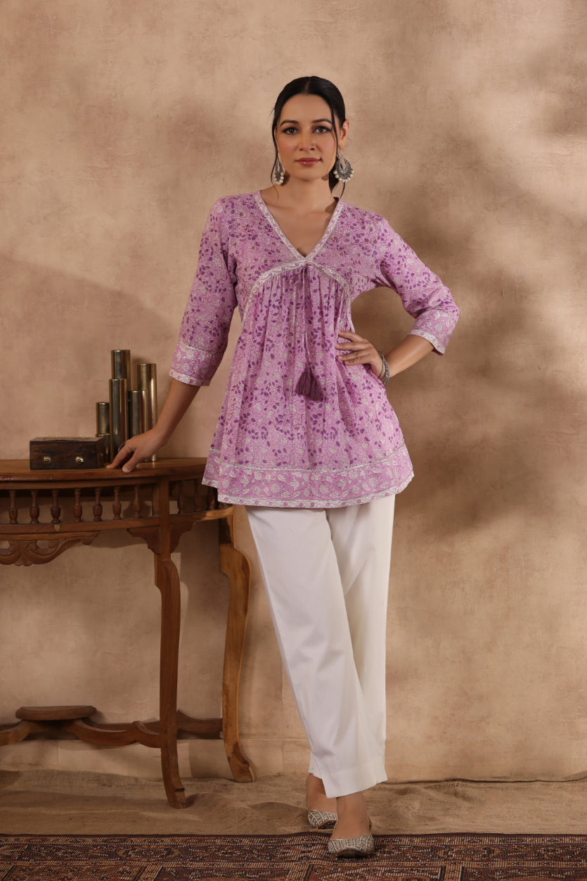 Shuddhi pink and purple top