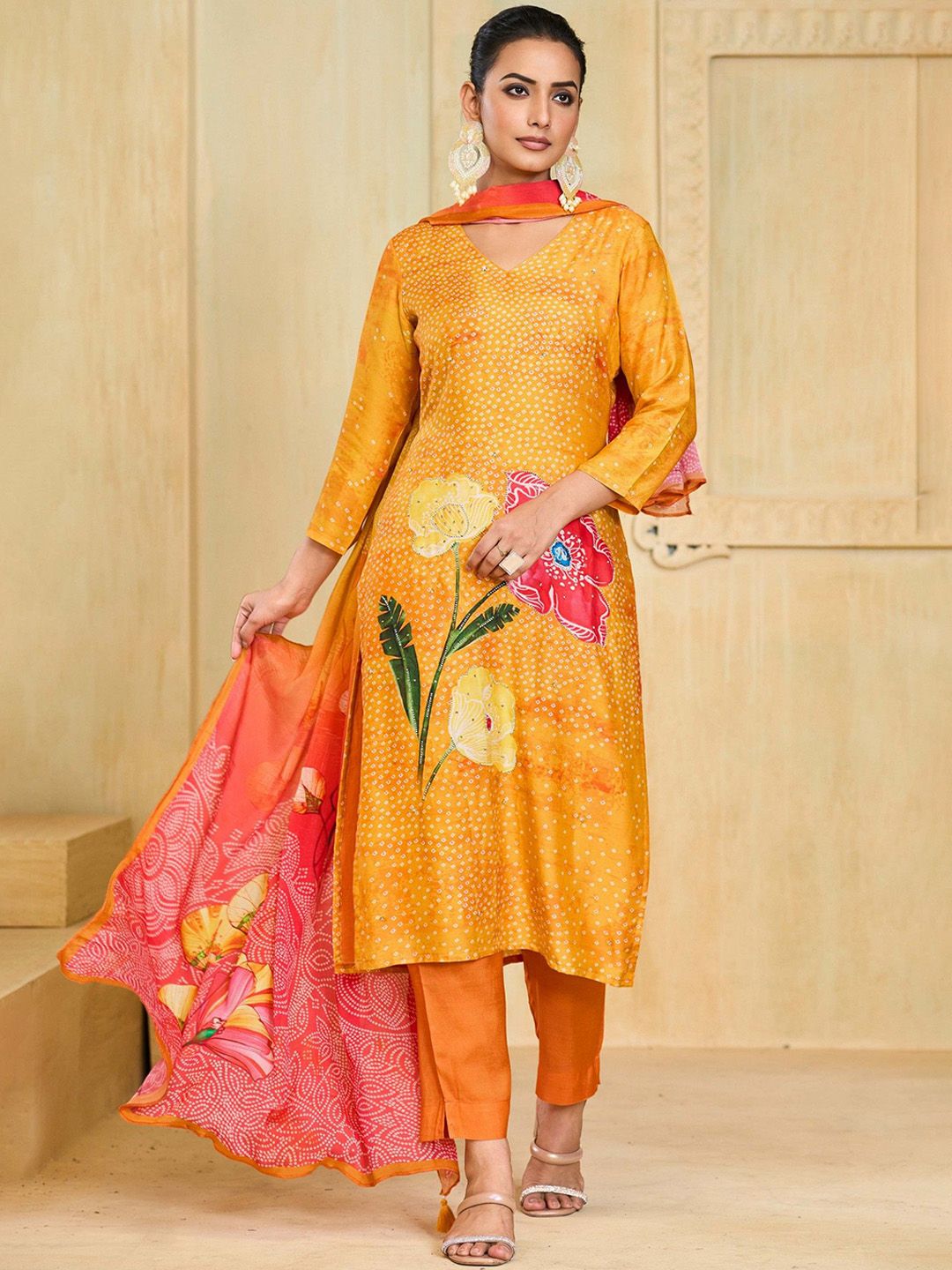 Label khoj Pure viscose Maslin with hand work kurta set