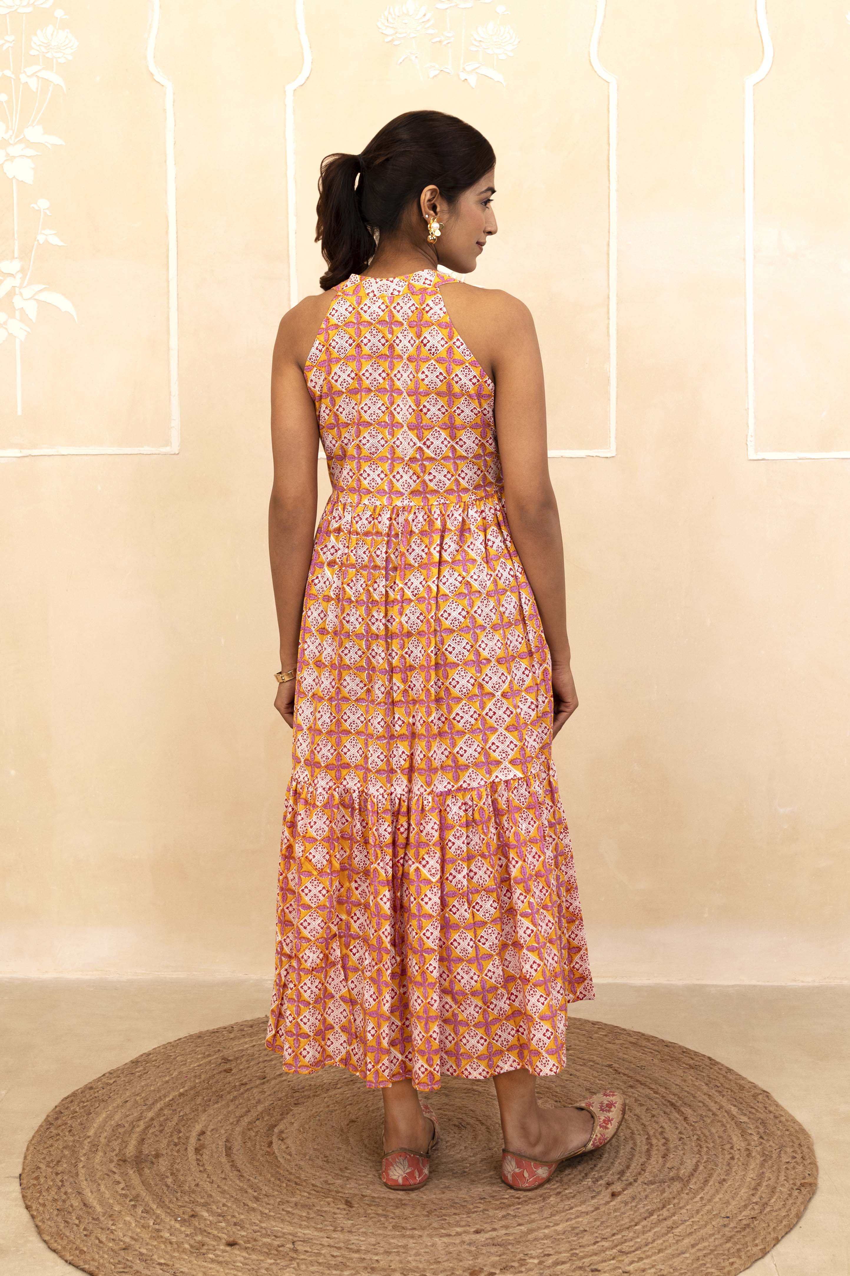 Mustard Halter Neck Dress