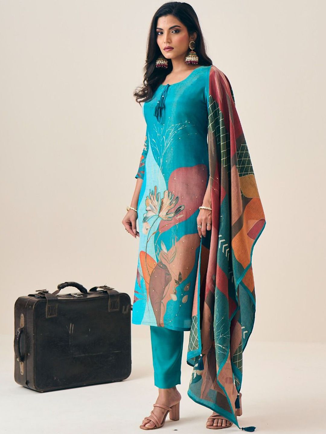 Label khoj Pure viscose tissue silk with heavy hand work kurta set