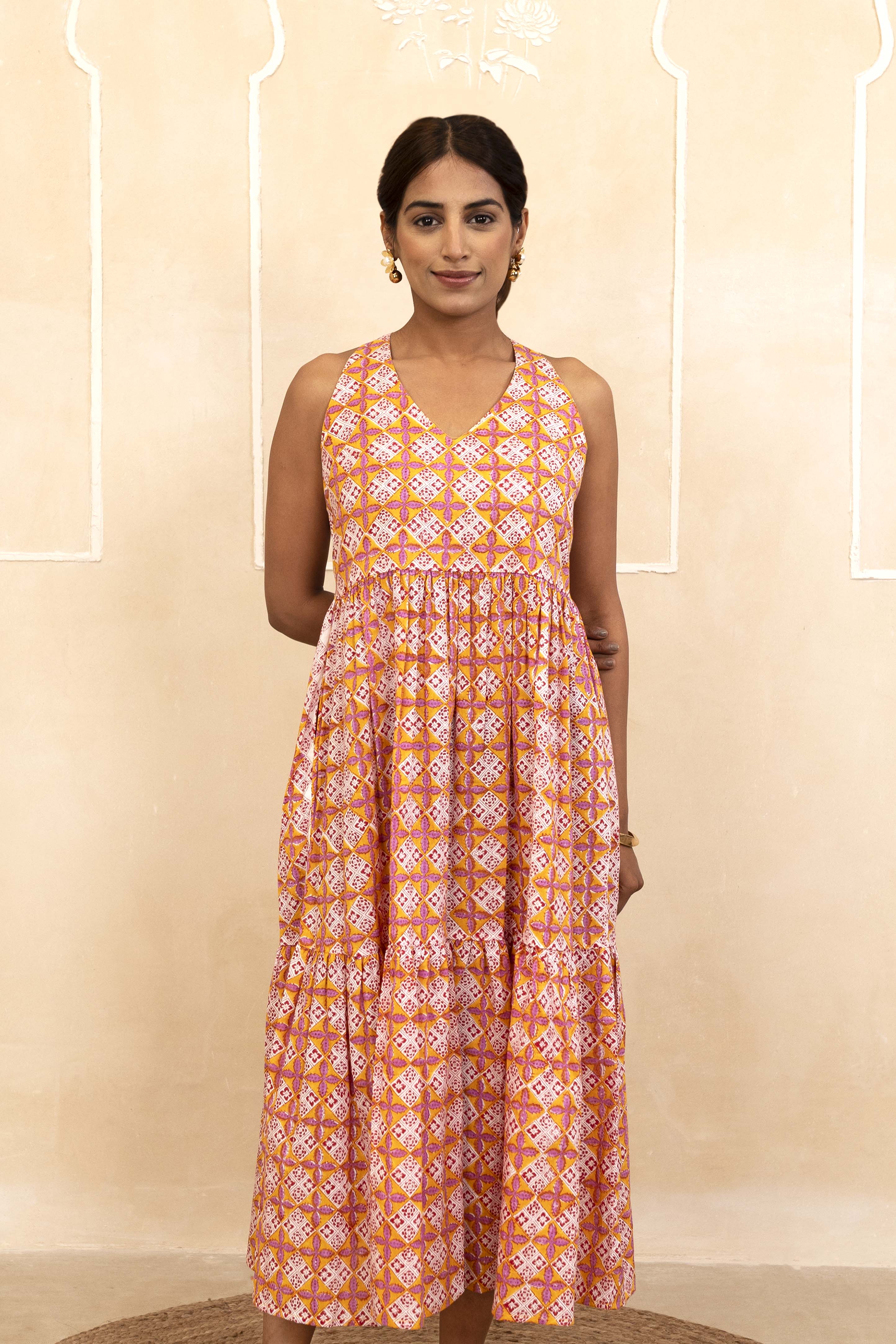 Mustard Halter Neck Dress
