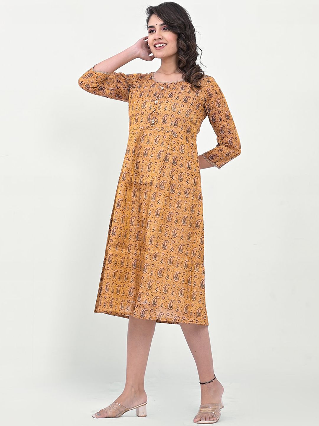Label Khoj Women Silk Blend Printed Ethnic Dress