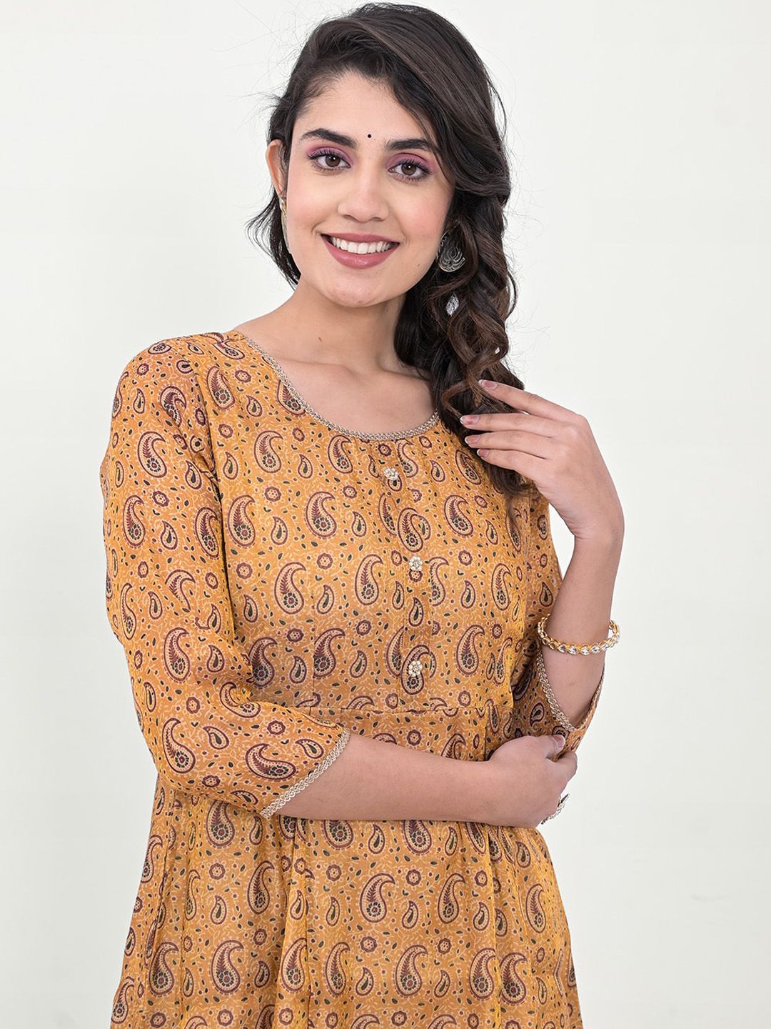 Label Khoj Women Silk Blend Printed Ethnic Dress