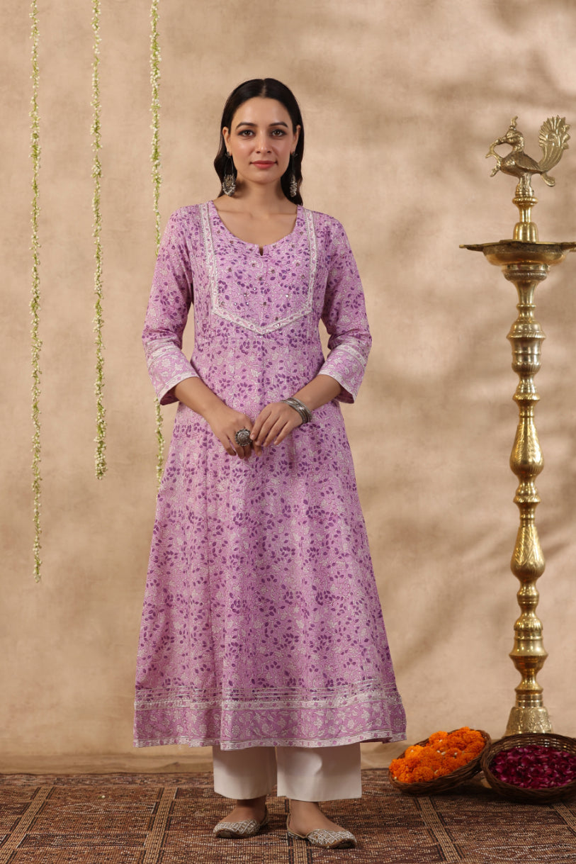 Shuddhi Pink and Purple 2 piece kurta set