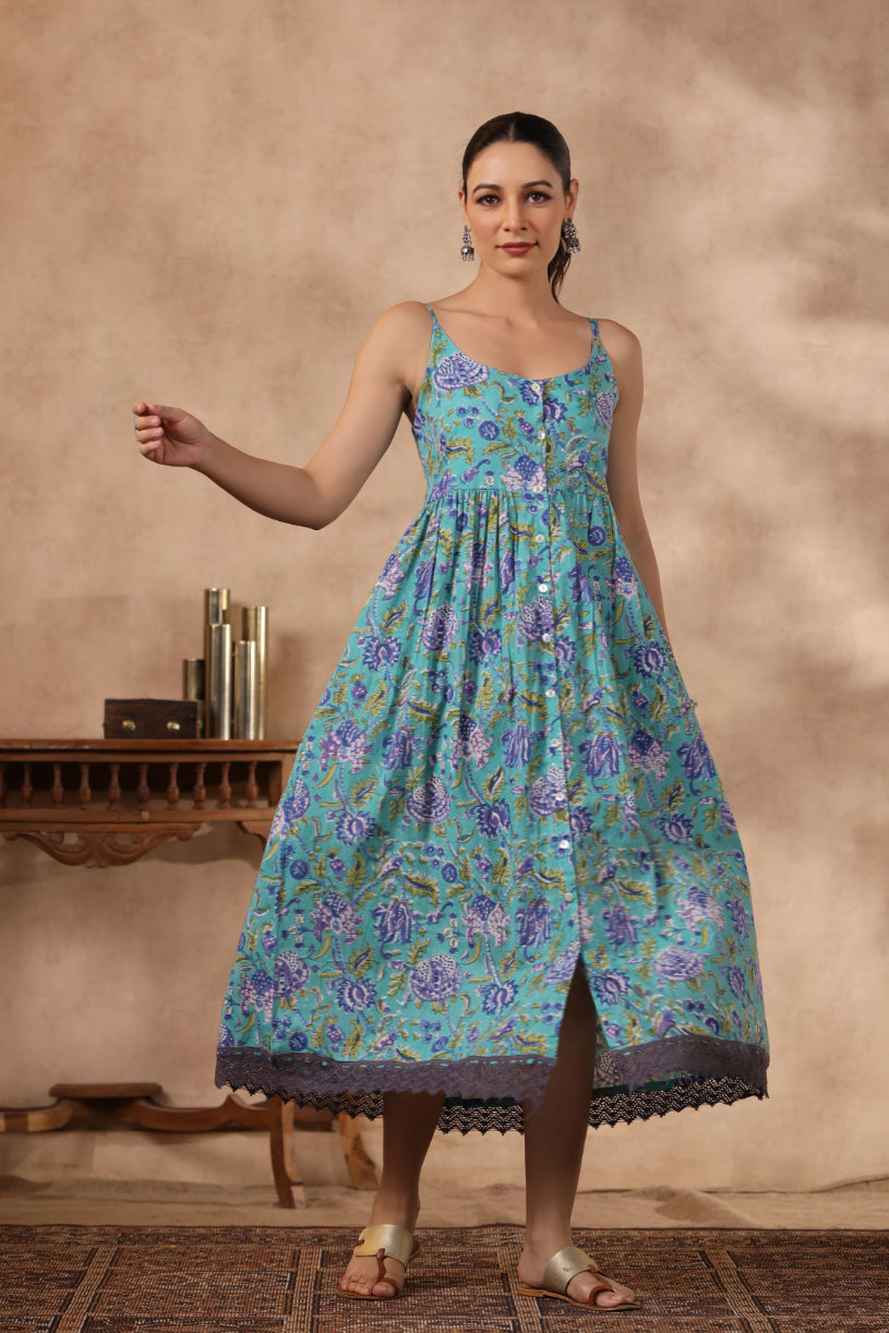 Shuddhi Blue Spaghetti Dress